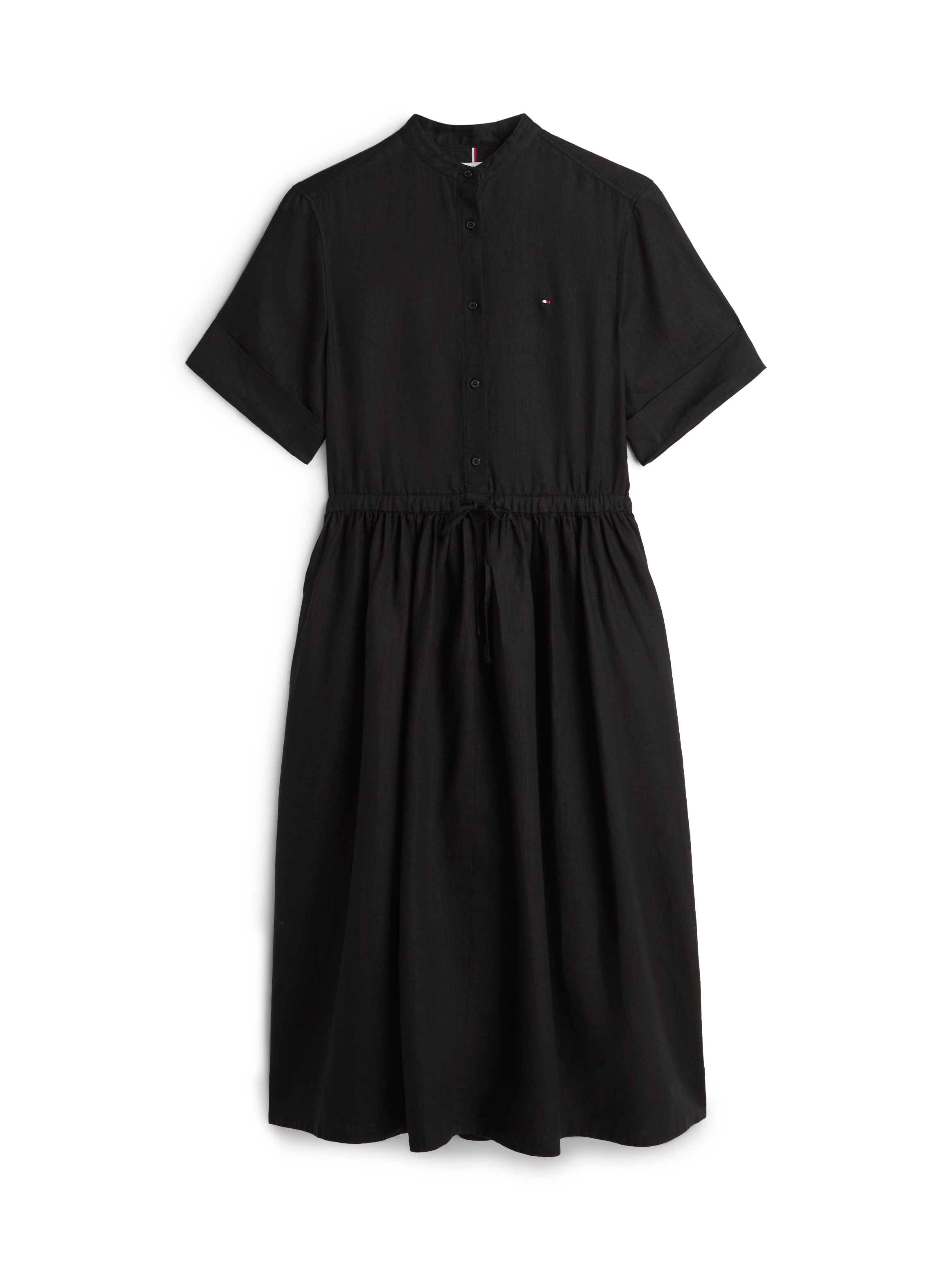 Tommy Hilfiger Sommerkleid »ESS LINEN MIDI SS SHIRT DRESS« mit Faltenrock