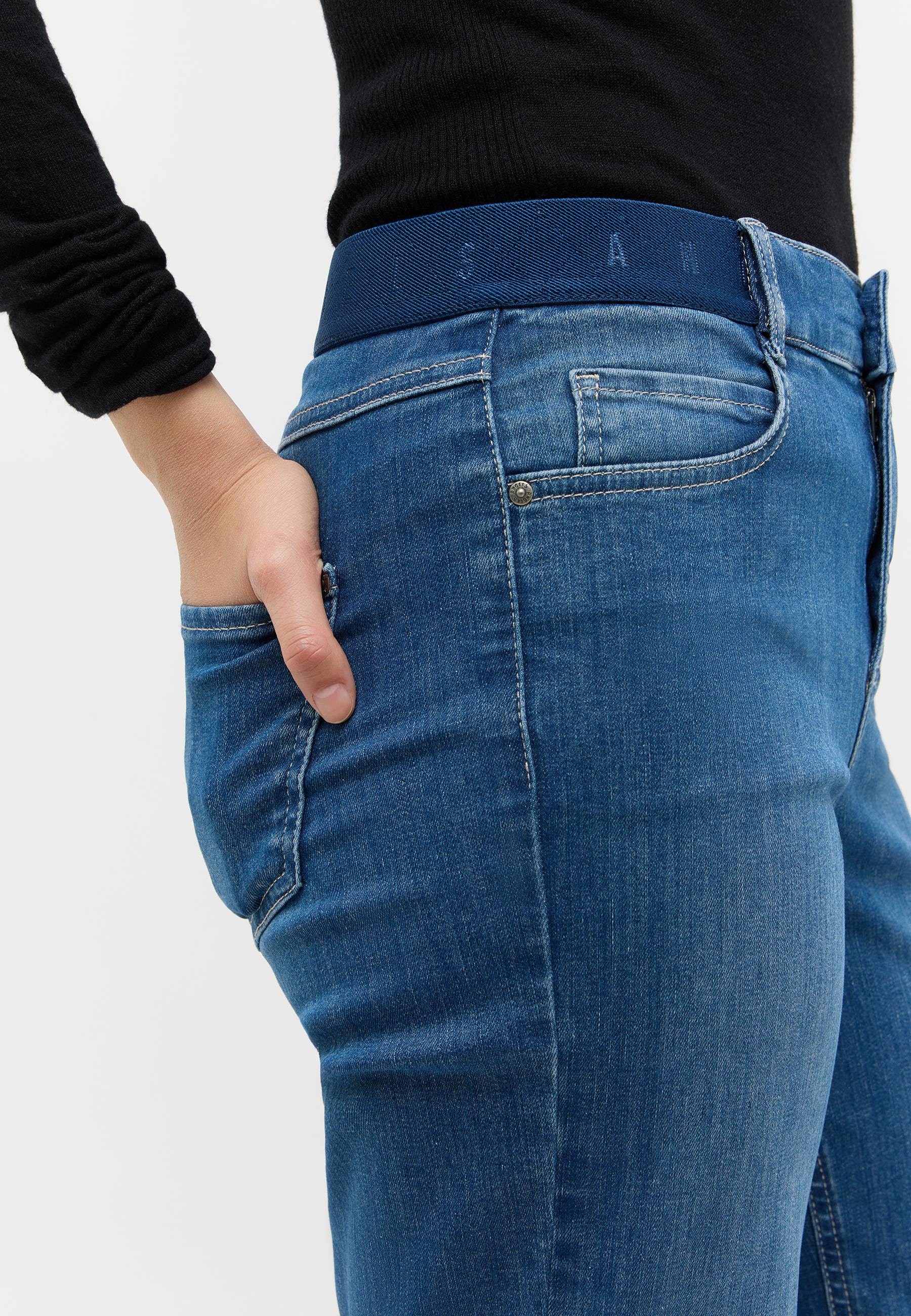 ANGELS Jeans à 5 poches »L. SPORTY« coupe large, avec passants de ceinture, forme à un bouton