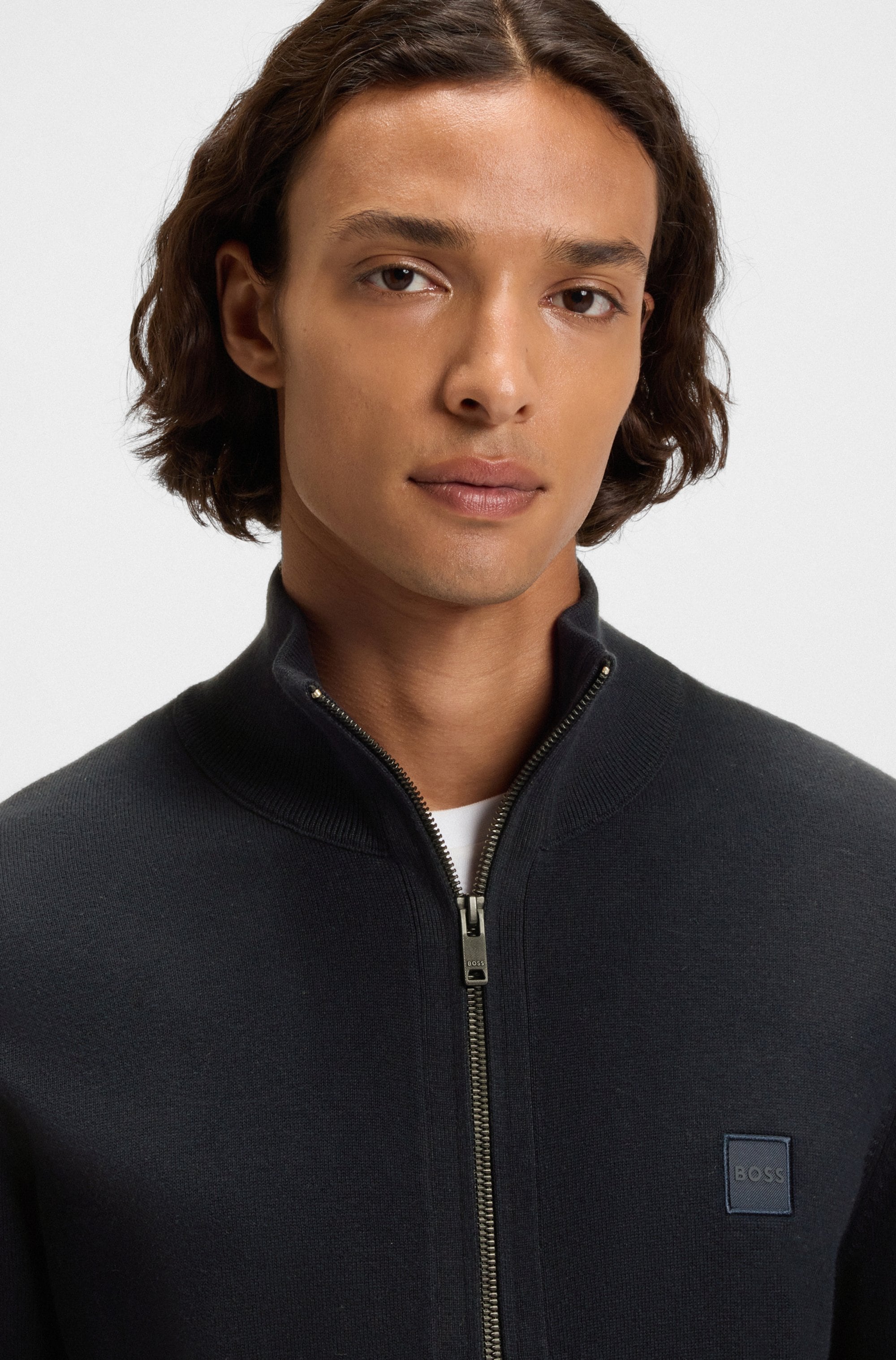 BOSS ORANGE Strickjacke »Kanozip« mit Reissverschluss