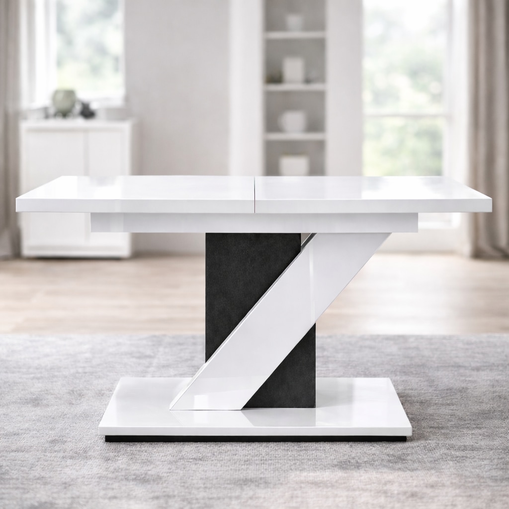 GOODproduct Table de salle à manger »Veneto, Säulentisch, Speisetisch, Küchentisch, ausziehbar bis 160 cm« Platz für bis zu 6 Personen, verlängerbar durch Einlegeplatte