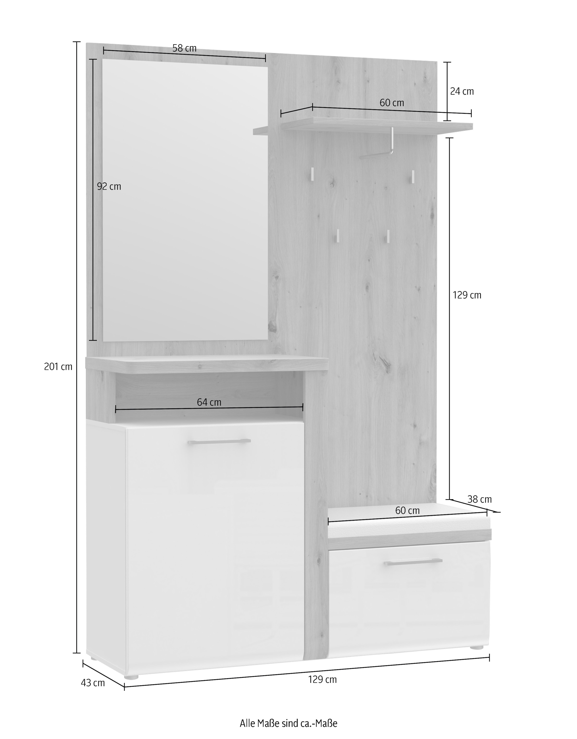 FORTE Vestiaire compact »Tuluza« largeur env. 128,8 cm