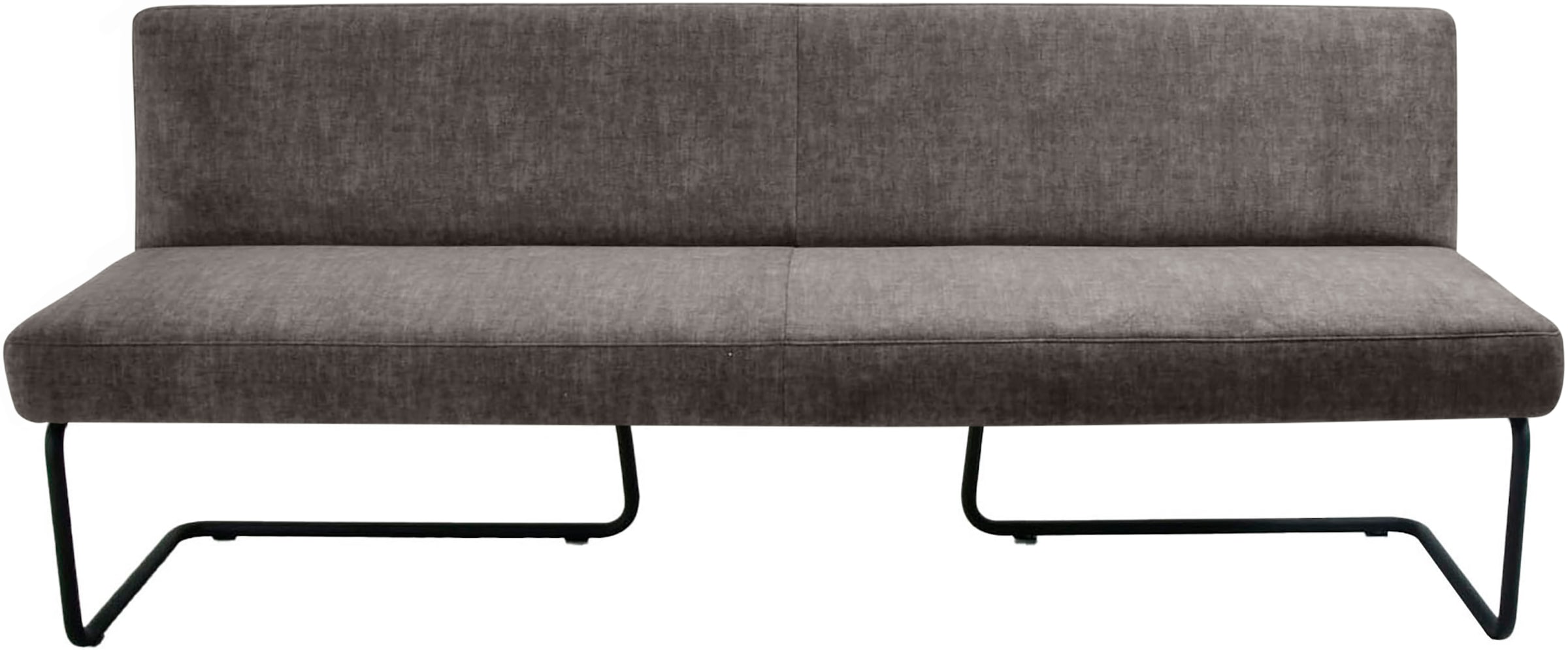 K+W Komfort & Wohnen Banc rembourré forme arrondie, patin tubulaire rond long courbé, en cuir ou tissu