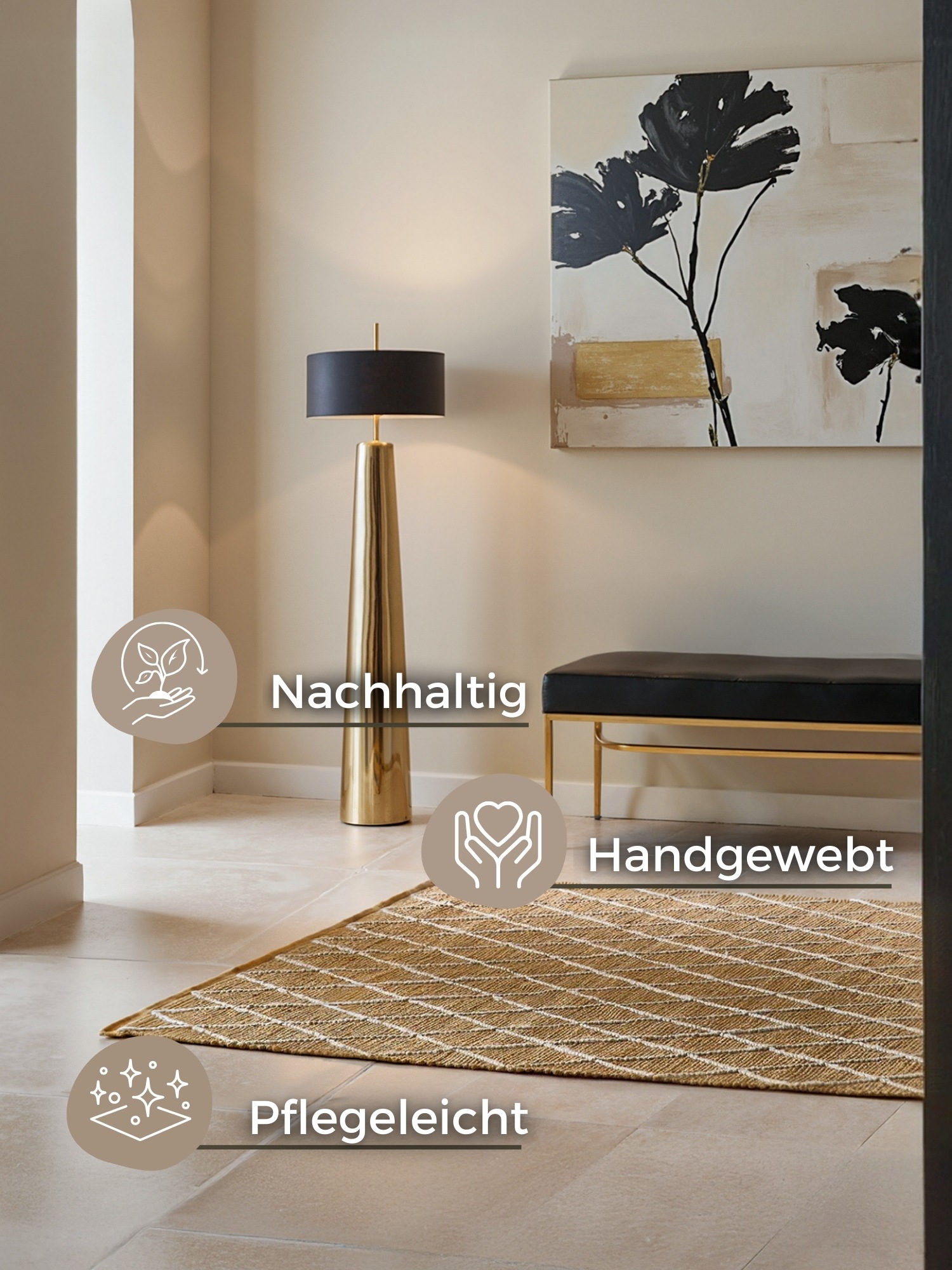 HANSE Home Tapis »Kunu  Juteteppich« Rectangulaire 10 mm Höhe Naturfasern, Jute mit Baumwolle, Wohnzimmer, Diele, Flur, Boho, Skandi