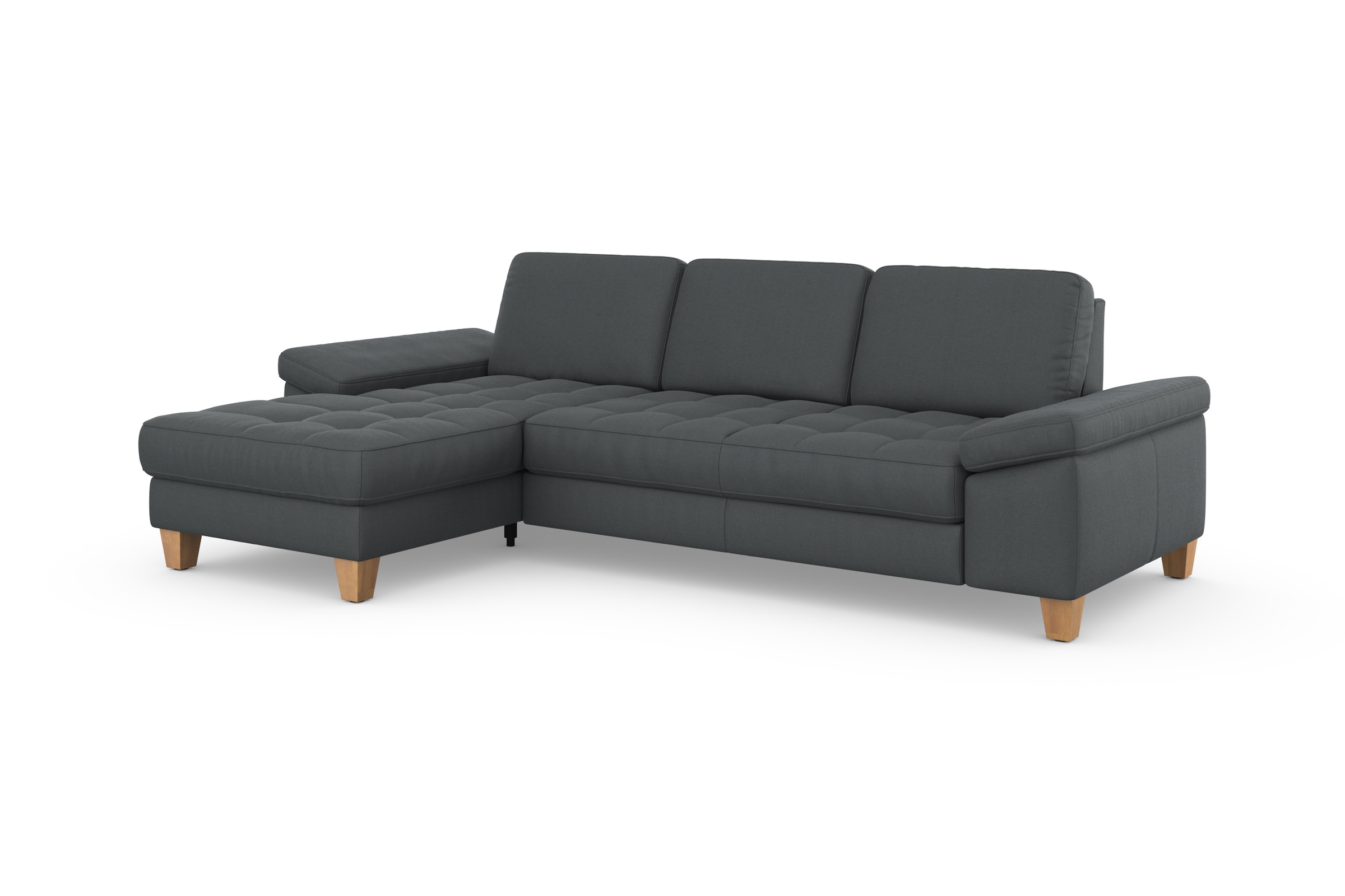 sit&more Canapé d'angle »Westham L-Form« mit Recamiere, mit oder ohne Bettfunktion, Bettkasten, Füsse Eiche