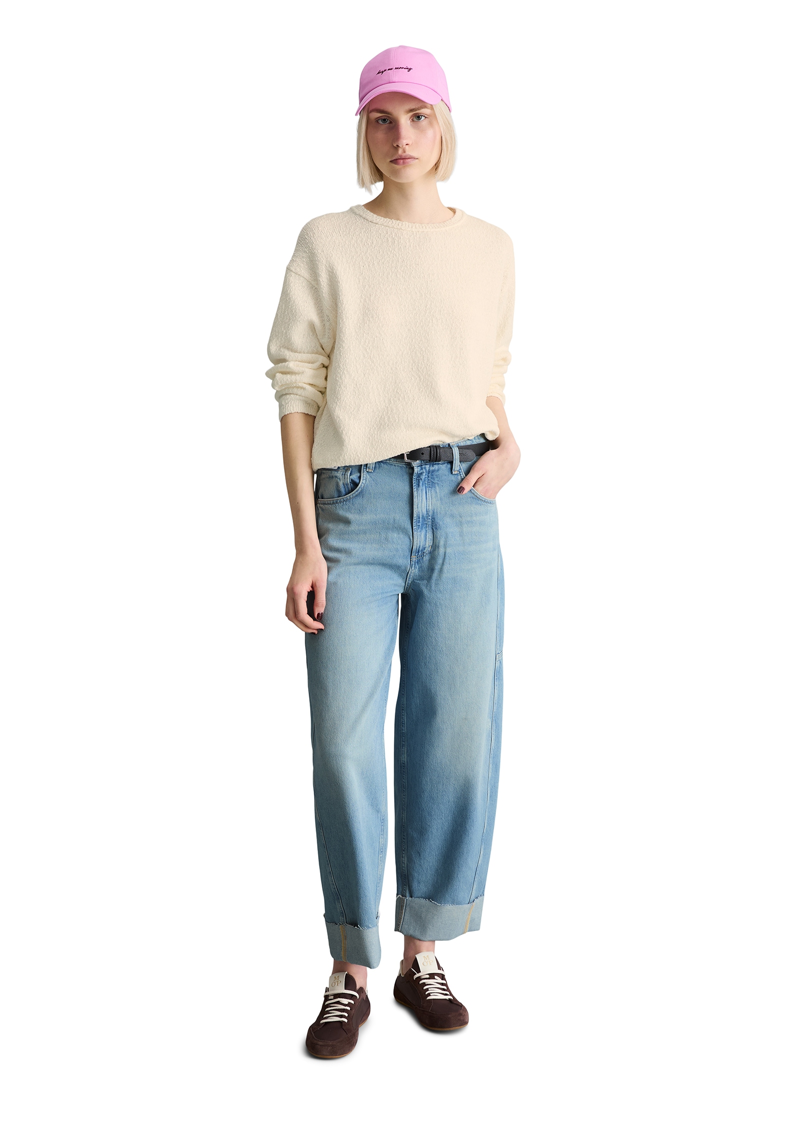 Marc O'Polo DENIM Pull à col rond coupe régulière en fil coton slub