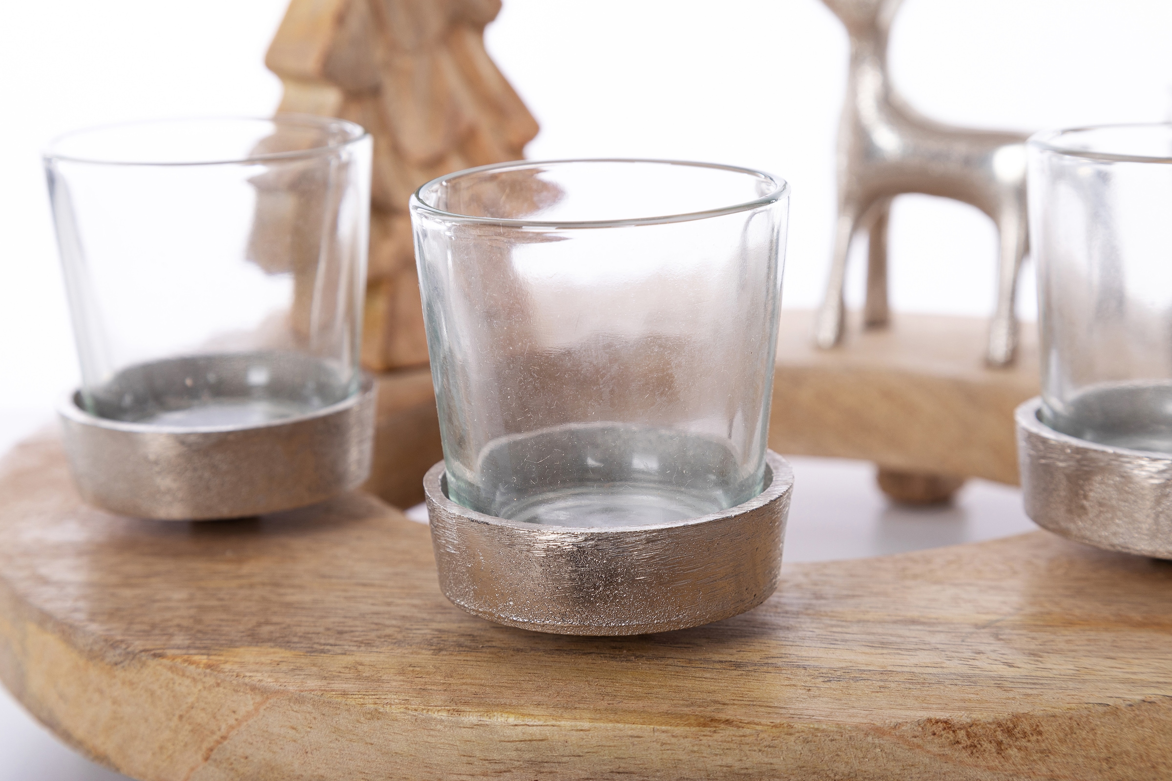 Home affaire Teelichthalter »Weihnachtsdeko, Adventsleuchter« aus Mangoholz, für vier Teelichter