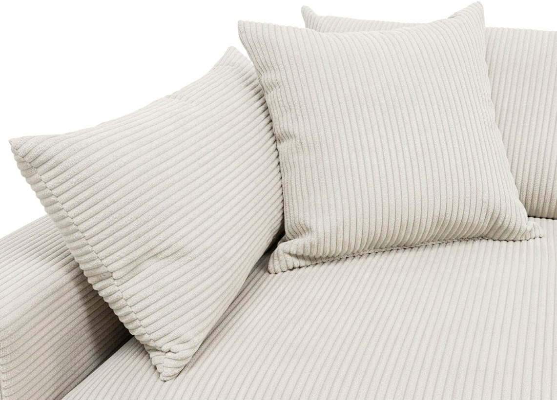 GOODproduct Canapé d'angle »Cosy Lounge L-Form, Breite 333 cm« méga canapé recouvert de velours côtelé, avec ressorts et 4 coussins décoratifs