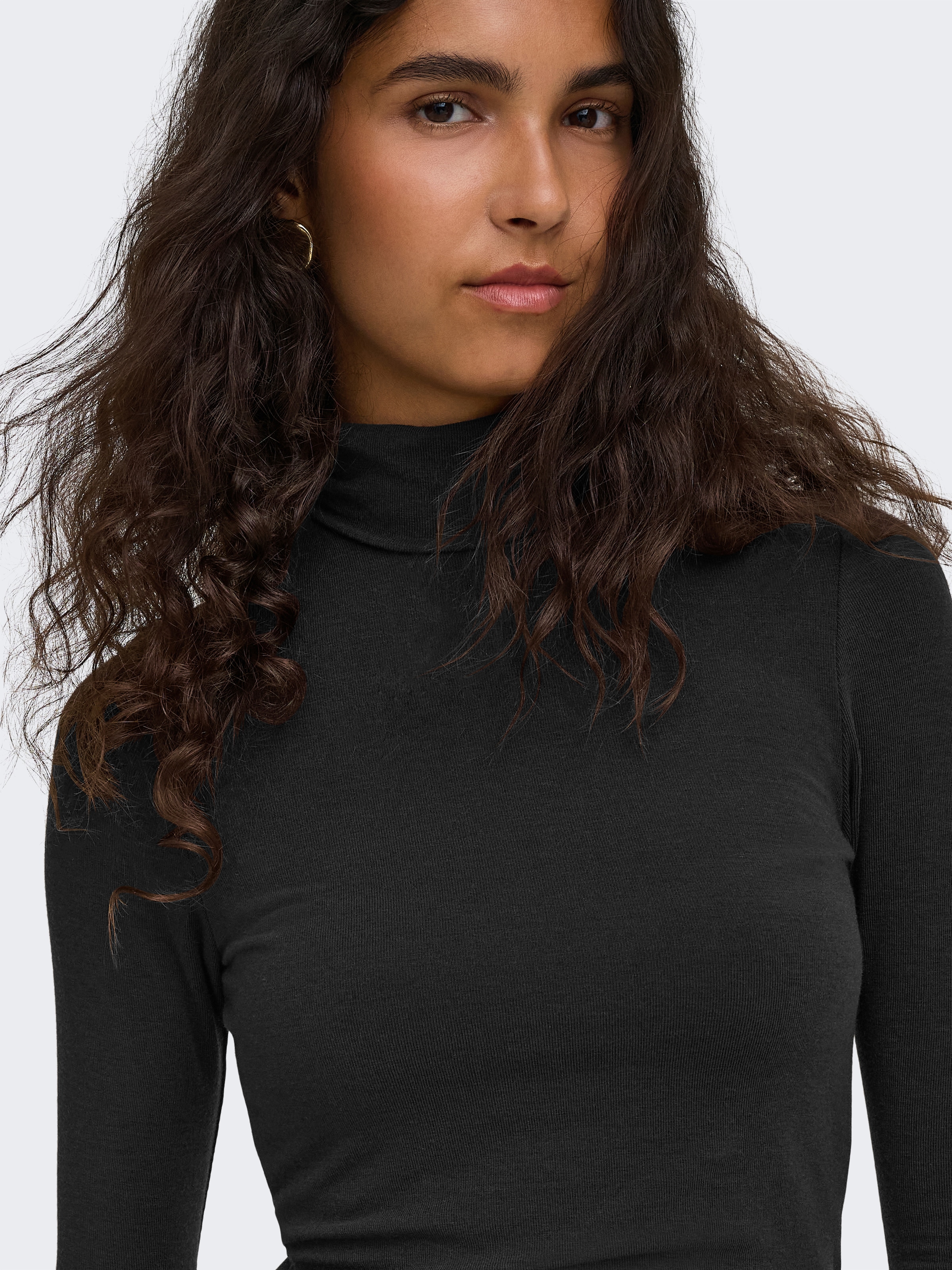 ONLY Rollkragenshirt »ONLGLAMOUR L/S ROLL-NECK TOP JRS NOOS« Materialmix, slim fit