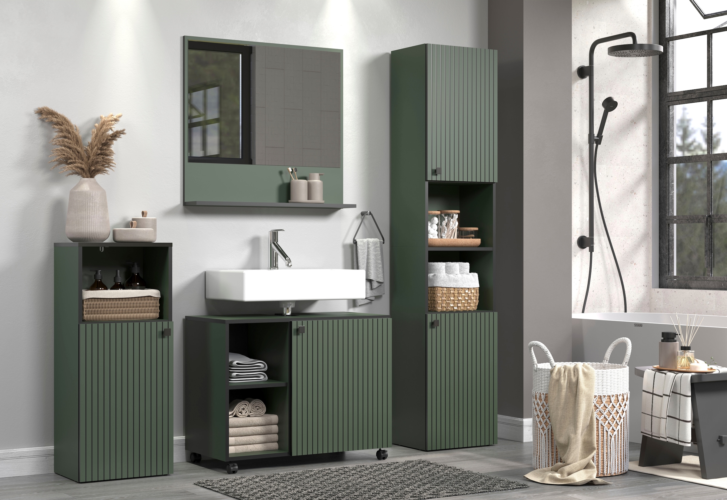welltime Armoire sous lavabo »Amrum« Waschtisch auf Rollen - (B/T/H) wahlweise 60-80/42/64 cm