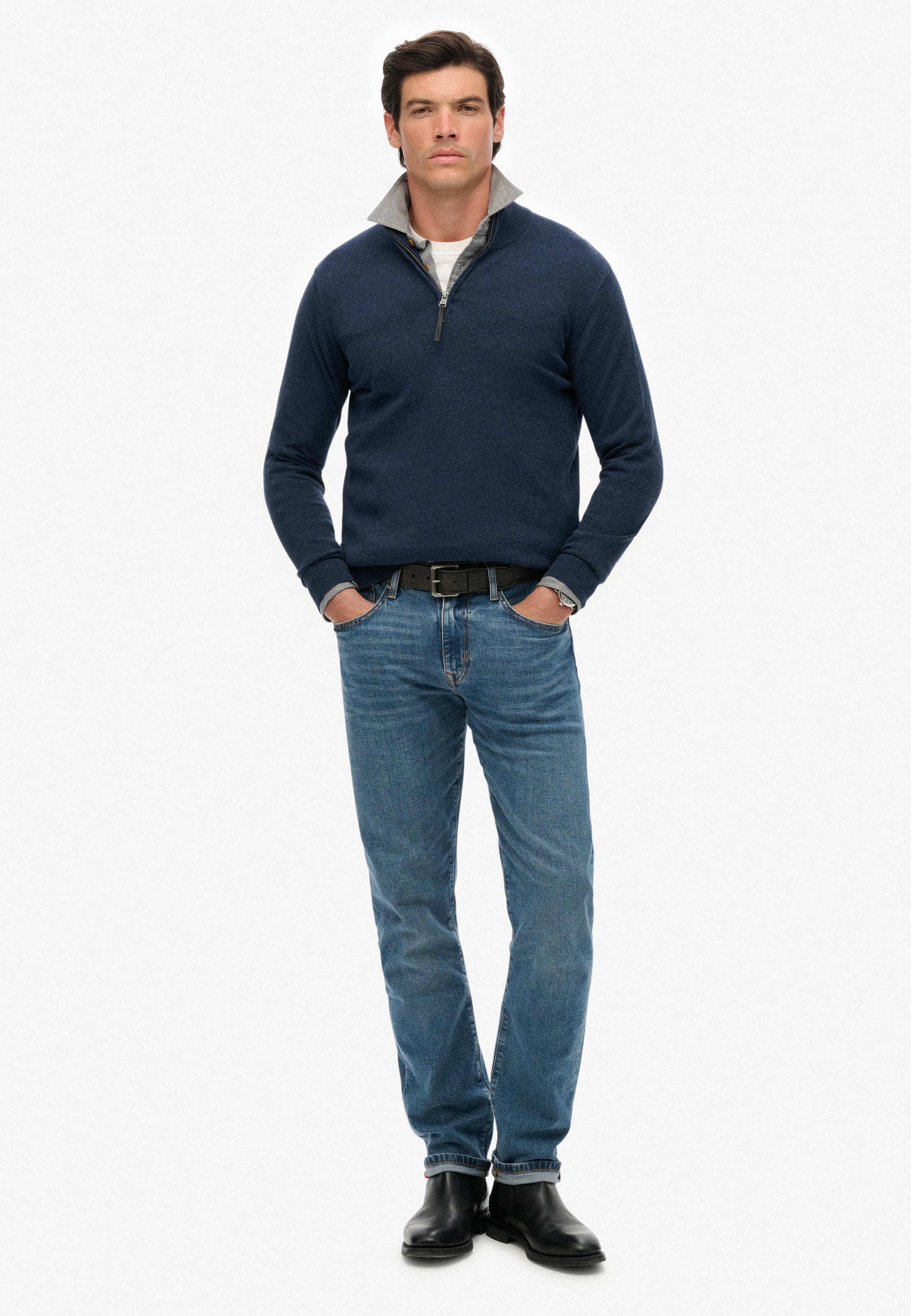 Superdry Pull en tricot »ESSENTIALS COTTON HALF ZIP«