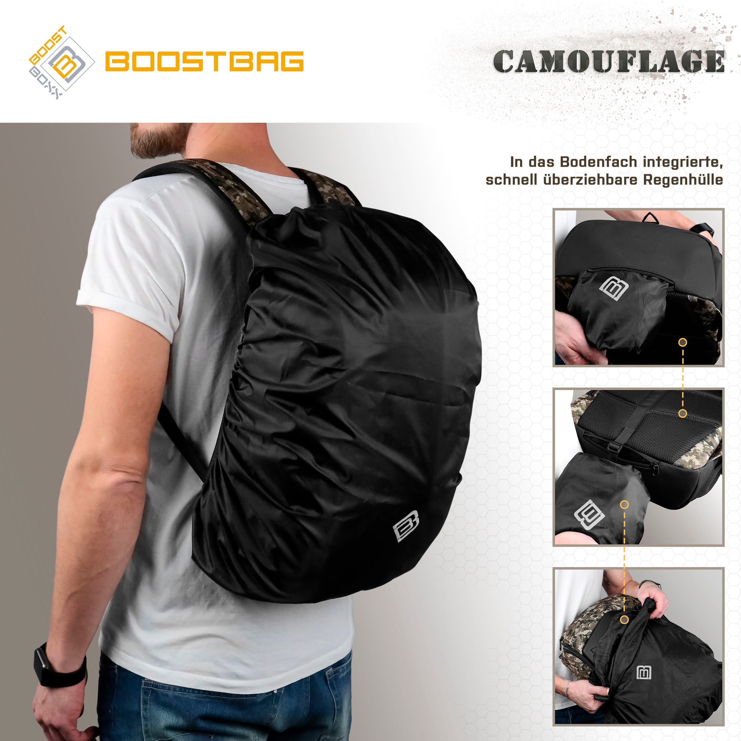 BoostBoxx Sac à dos pour ordinateur portable »Boostbag Camouflage«