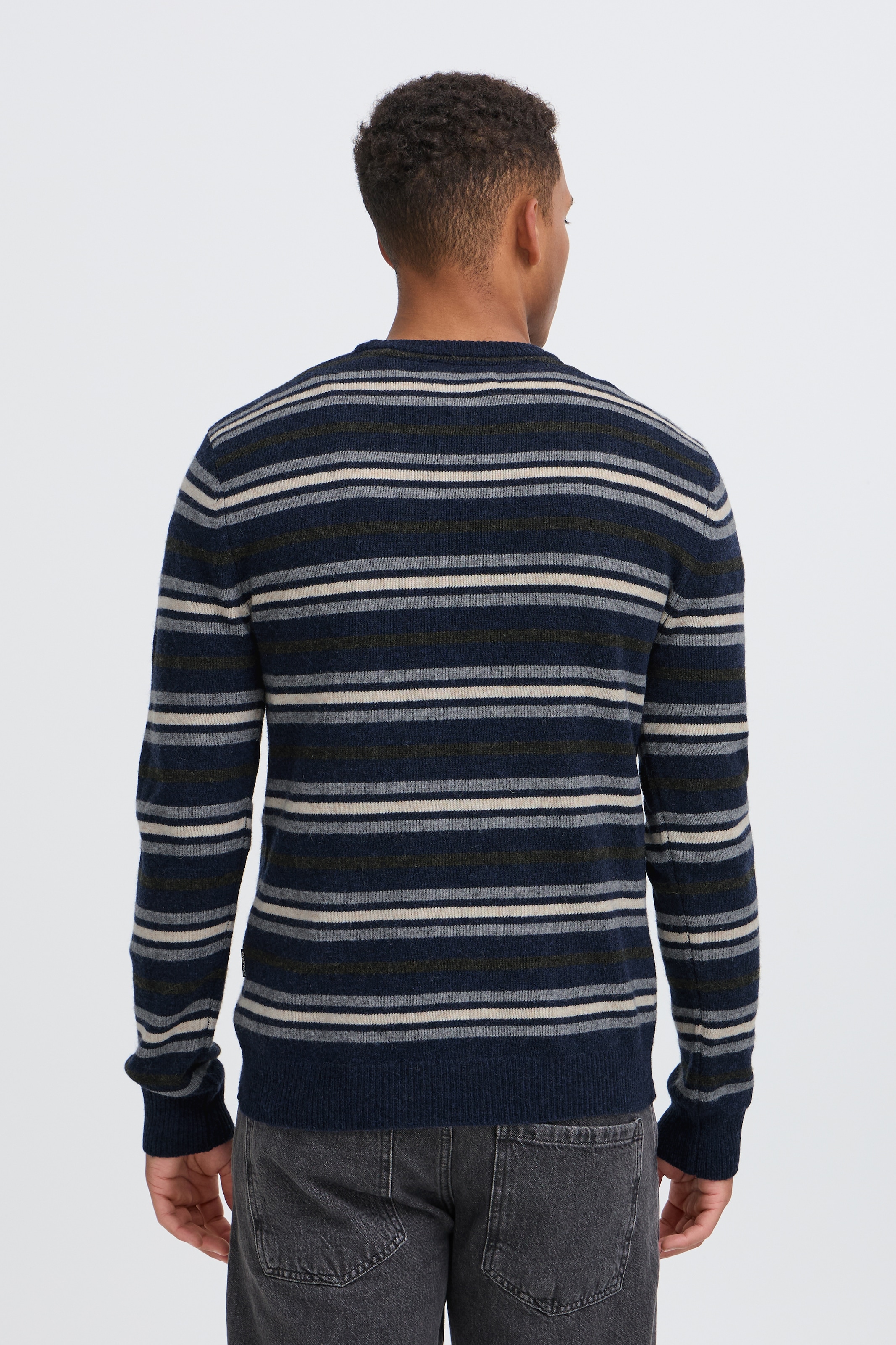 Blend Pull à col rond »BHBRANKO CREW KNIT STRIPE« Mélange de laine, coupe régulière