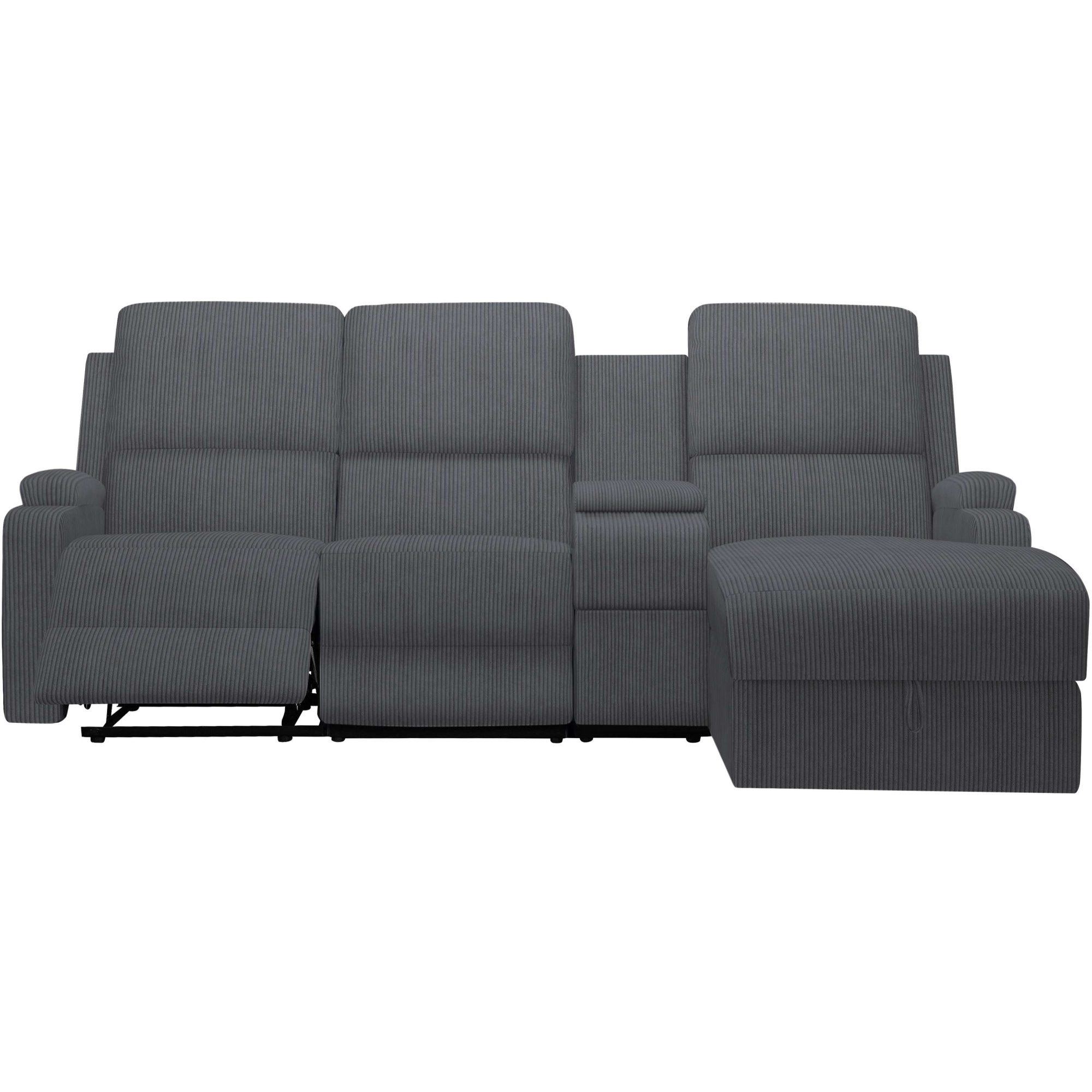GOODproduct Ecksofa »NAPORI Multimediasofa, 3er Kinosessel XXL, L-Form, Cord« Kinosofa mit Relaxfunktion, Getränkehalter, Staufach und Staukasten