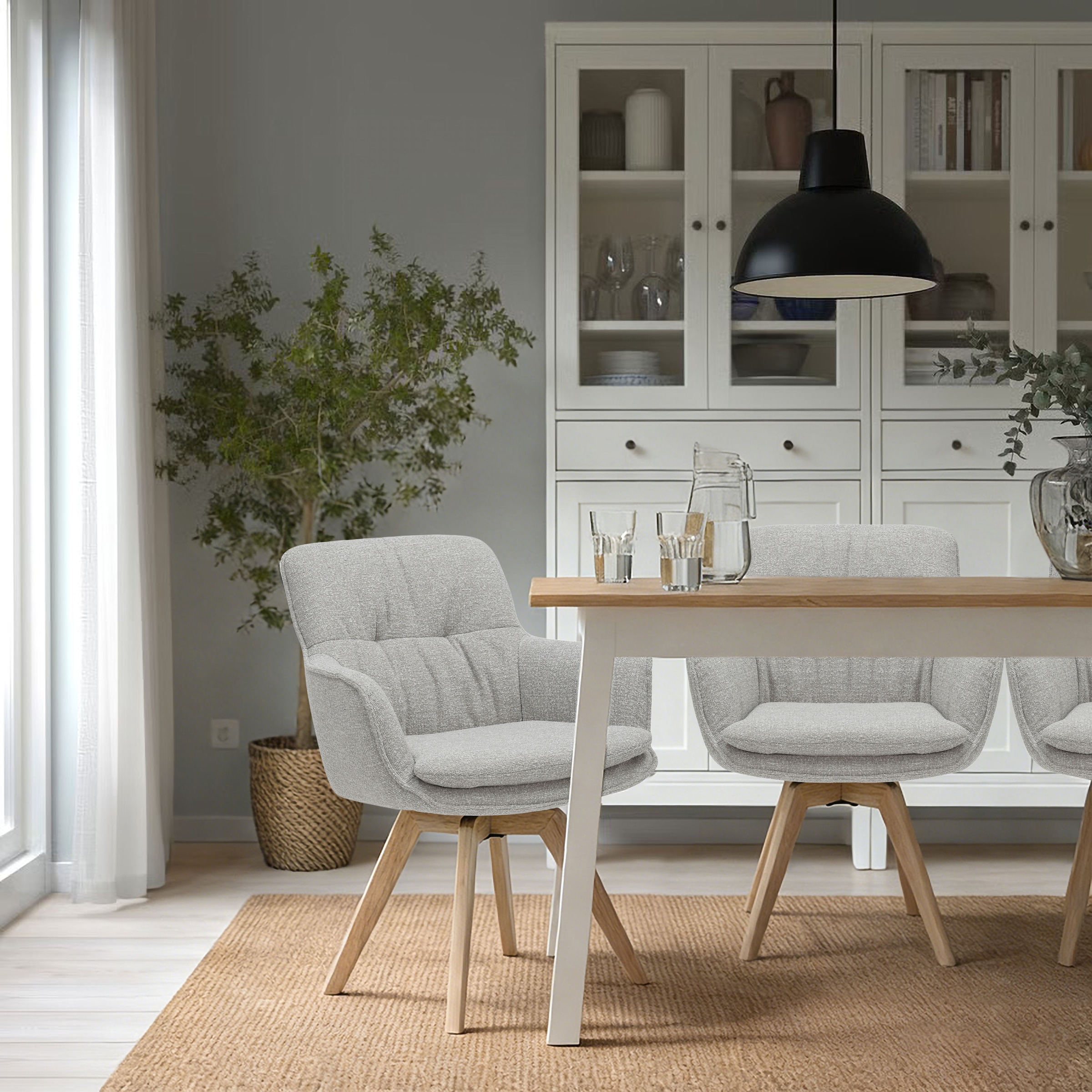 GOODproduct Esszimmerstuhl »Sigune« () 1 Stk.pflegeleichter Webstoff Bezug, massives Echtholzgestell