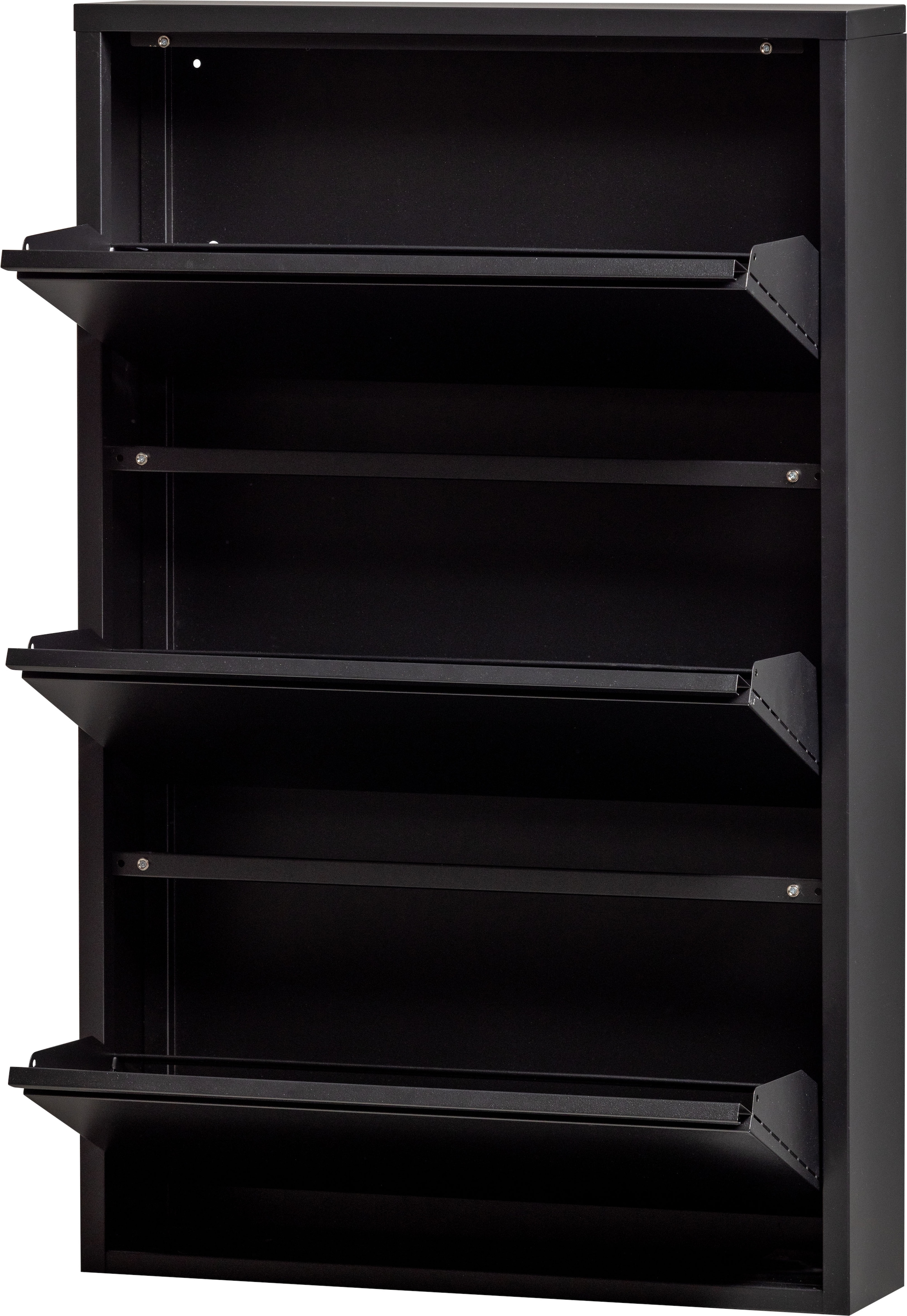 WOOOD Schuhschrank »Metall pulverbeschichtet mit Griffleiste H 103 x B 66 x T 16 cm« Tragkraft 20 kg pro Fach, einfach zu montierbar, pfleigleicht
