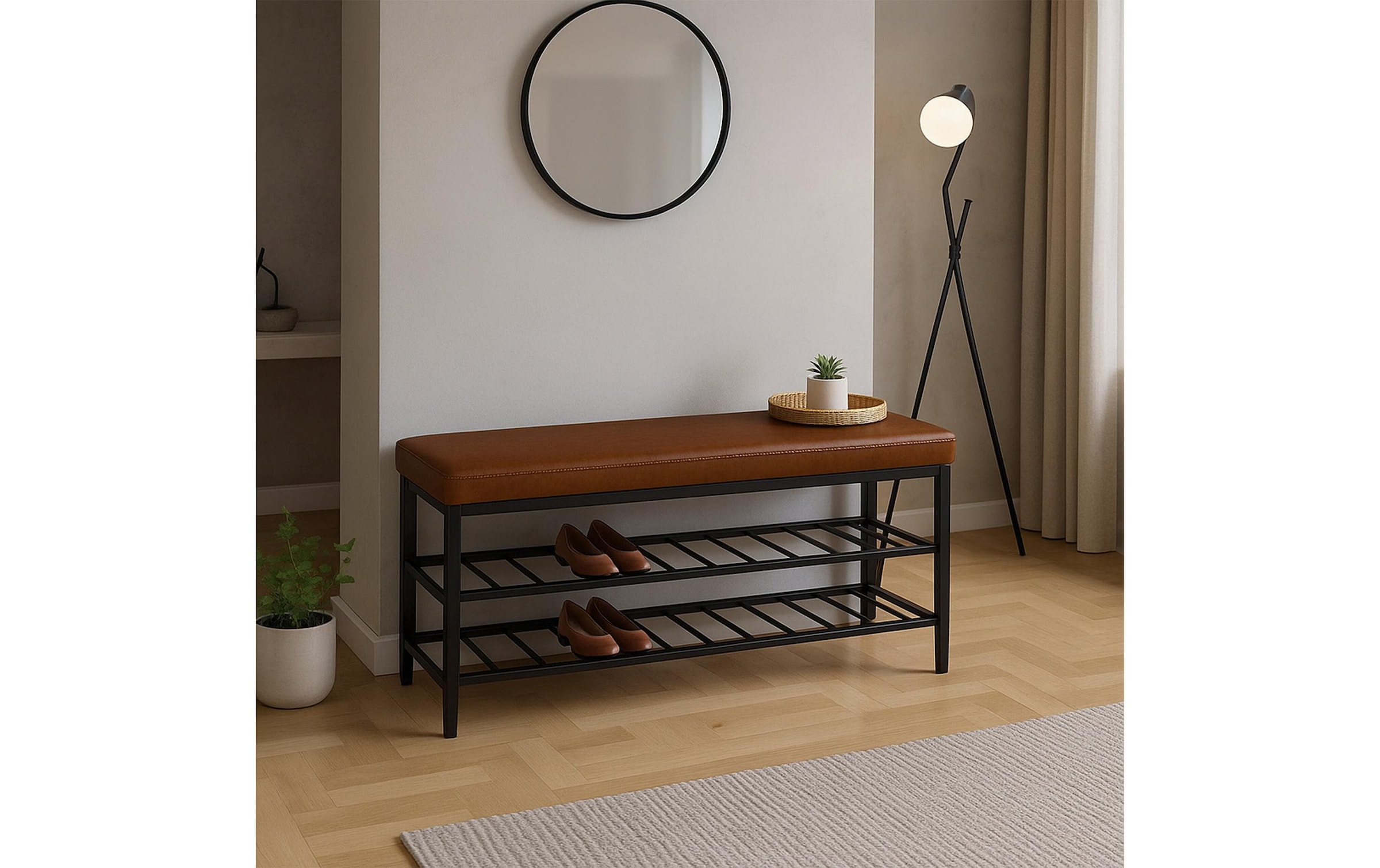 relaxdays Banc à chaussures »mit zwei Ablagen 100 x 50 cm«