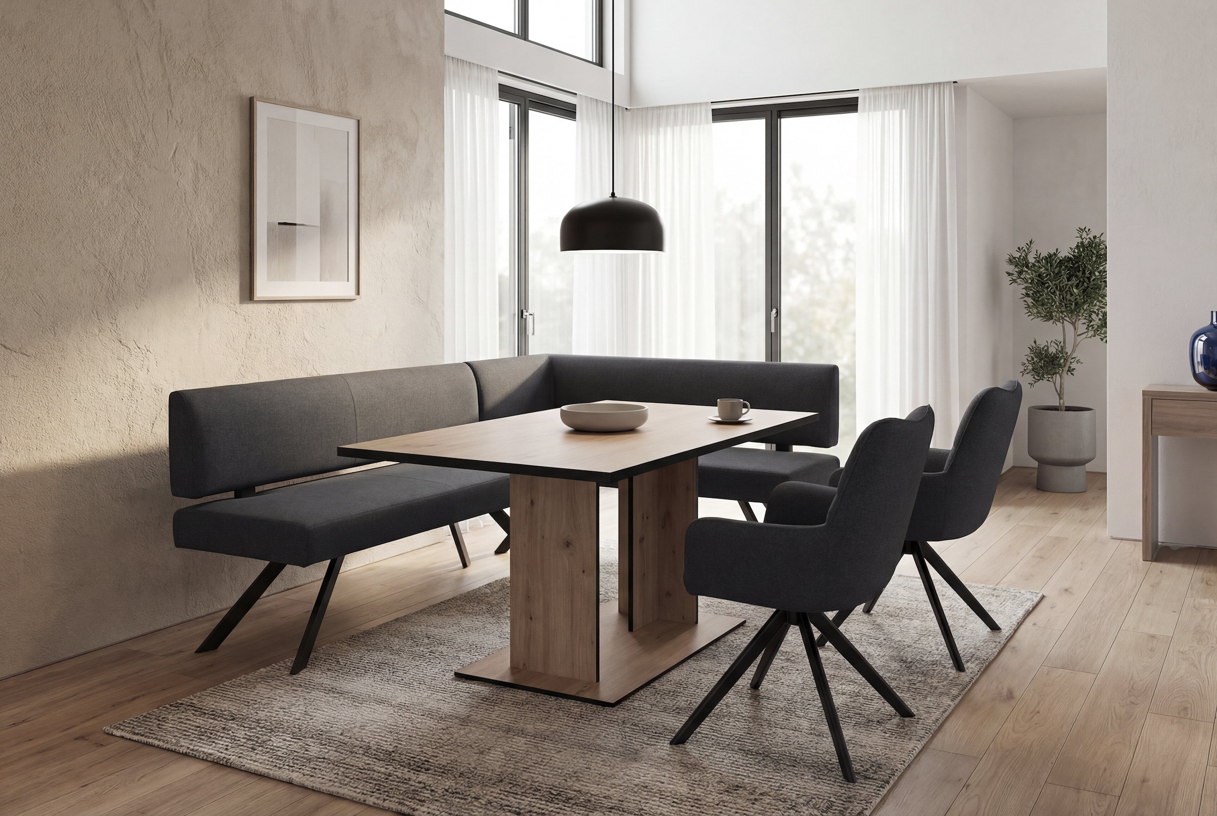 byLIVING Eckbank »TORONTO« Webstoff, bis 160 kg, Taschenfederkern, 4-Fussgestell, 3 Sitzplätze