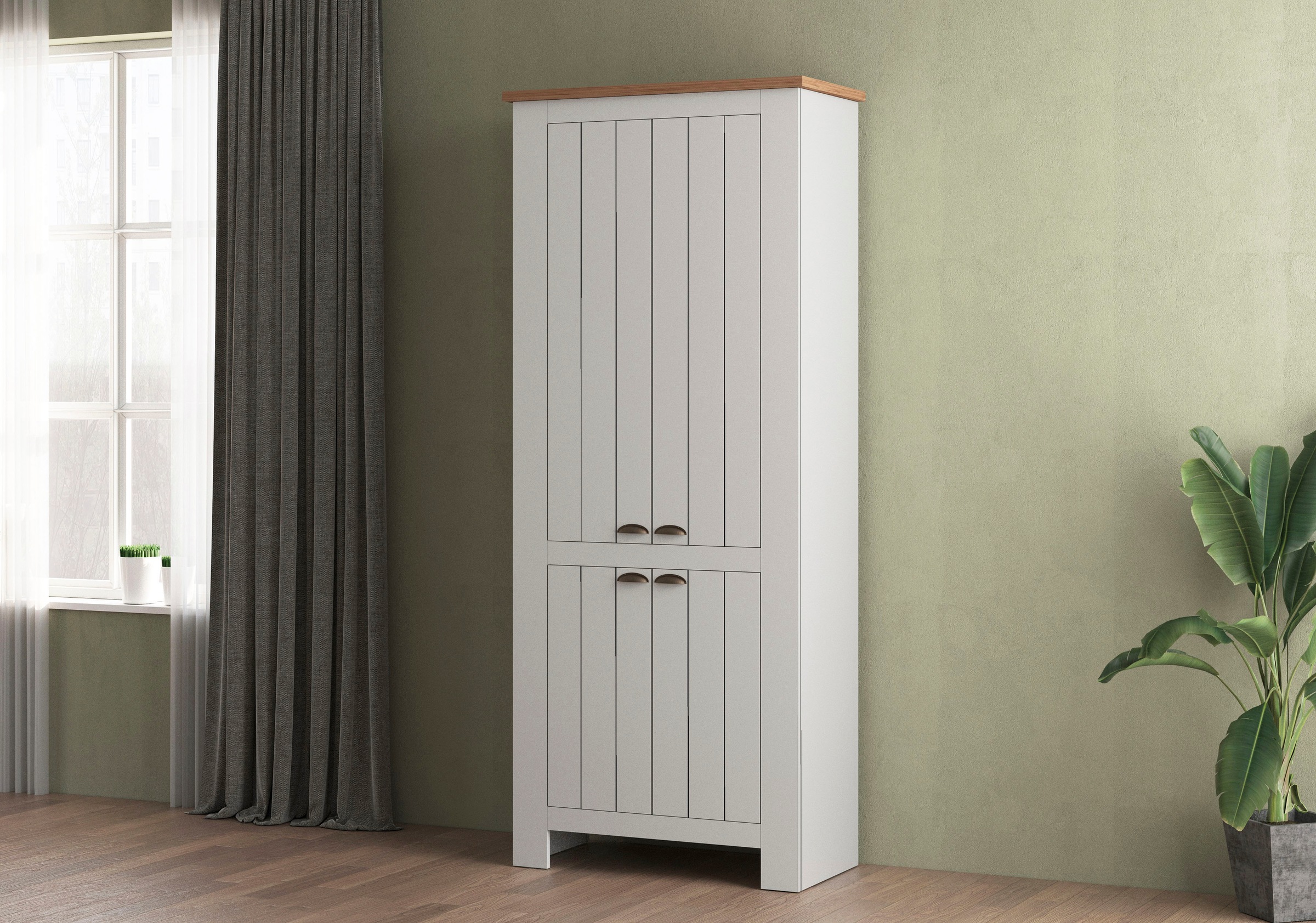 Home affaire Schuhschrank »FIGO, Made in Italy – Schuhkommode,Schuhregal für ca. 40 Paar Schuhe« 1 Stk. tlg. 4-Türig, Siebdruck-dekorative Fräsungen, 10 Fächer, Höhe 200 cm