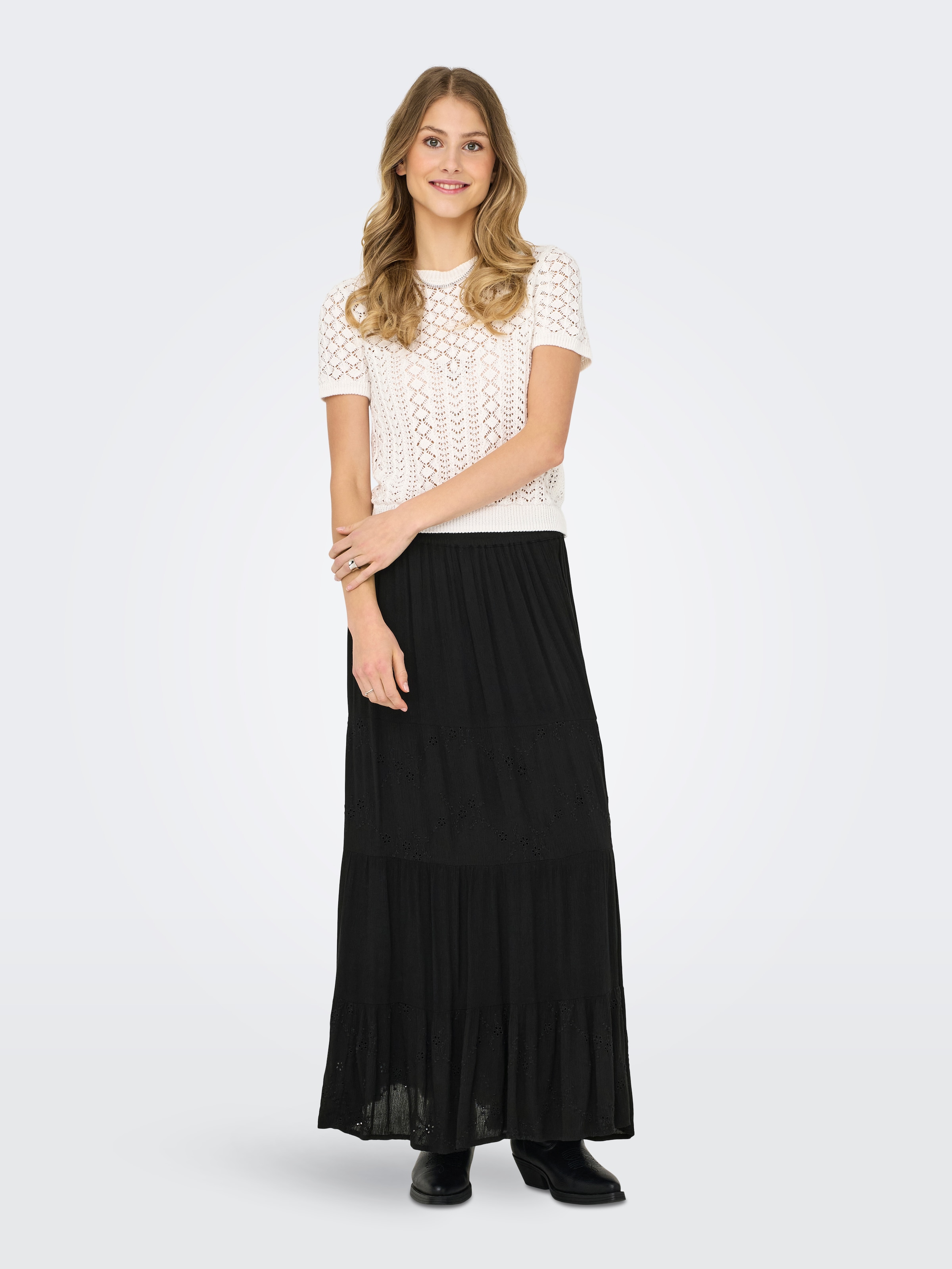 ONLY Kurzarmpullover »ONLSAGA LIFE SS O-NECK KNT NOOS« Baumwollmischung, regular fit