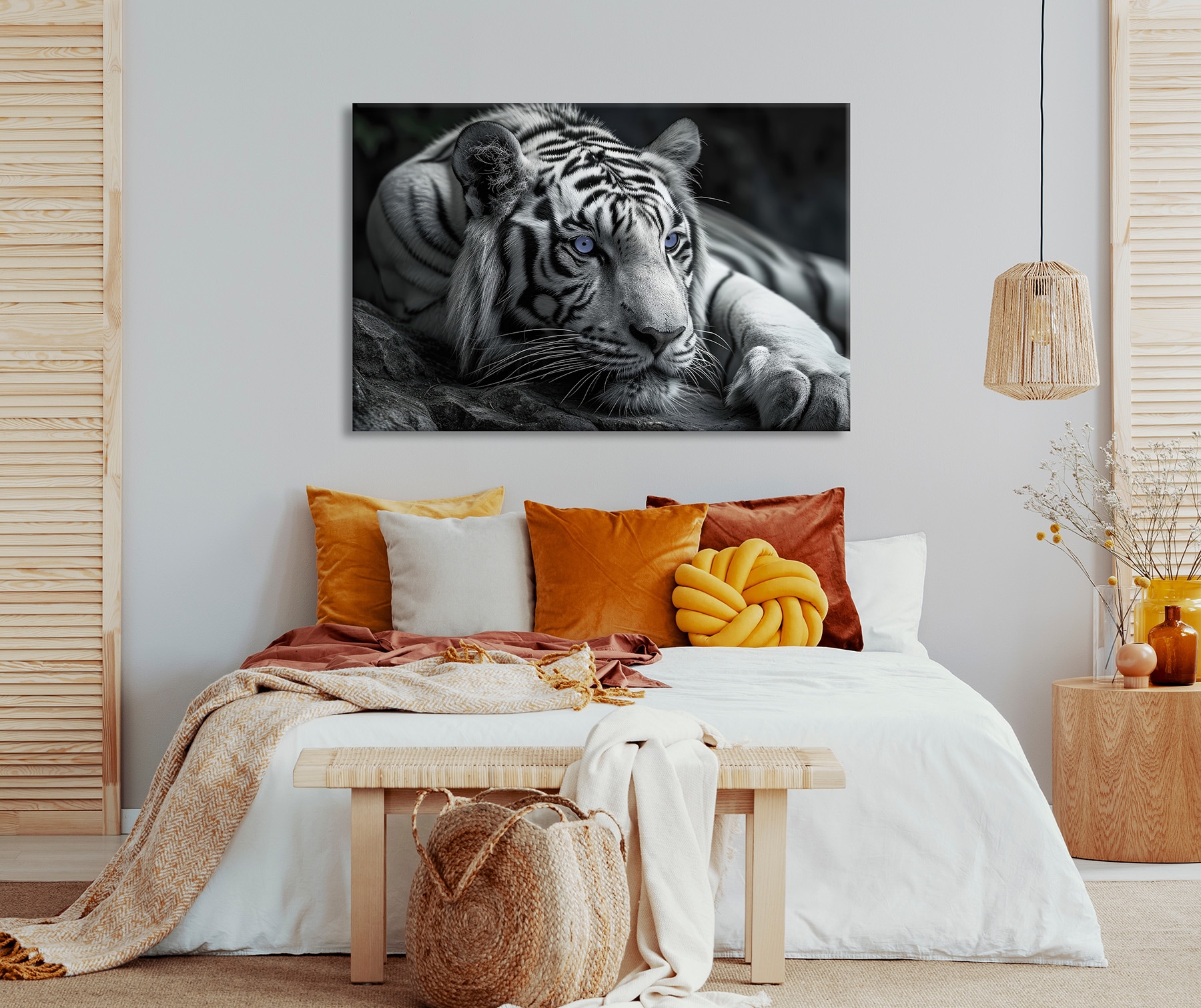 Bönninghoff Image »Wandbild TIGER 78x118 cm – Leinwandbild Keilrahmen Deko modern« Animaux sauvages | Félins | Tigre tendu sur châssis