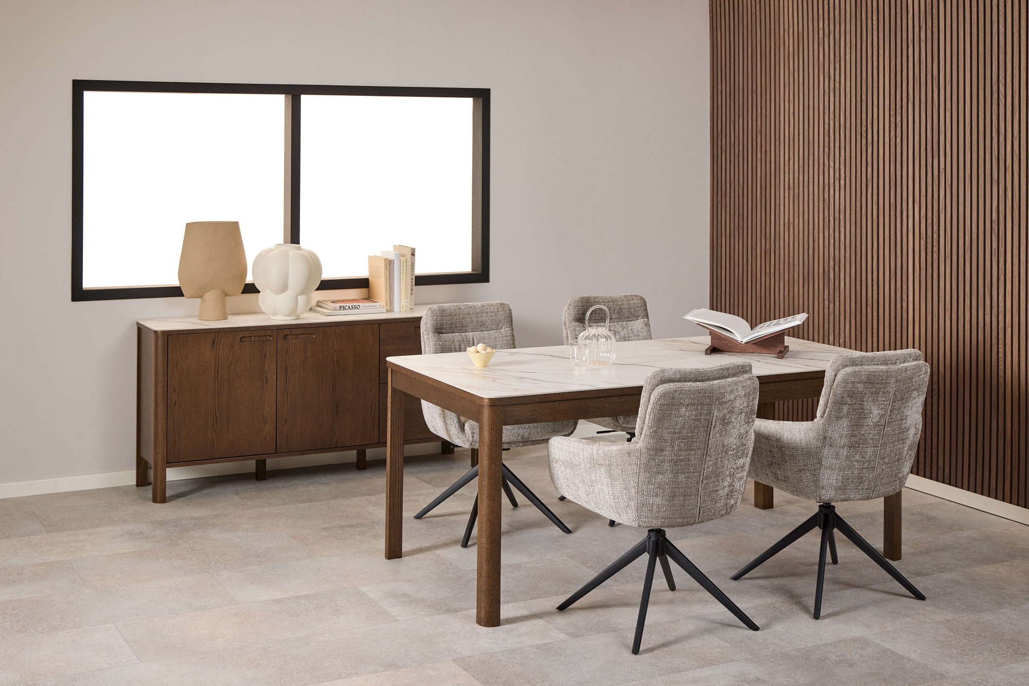 ACTONA GROUP Chaise de salle à manger »Roger, Polsterstuhl, Stuhl, 2er-Set« (Ensemble) 2 cuistissu gris, accoudoirs, rembourrage, fonction pivotante et basculante, FSC™