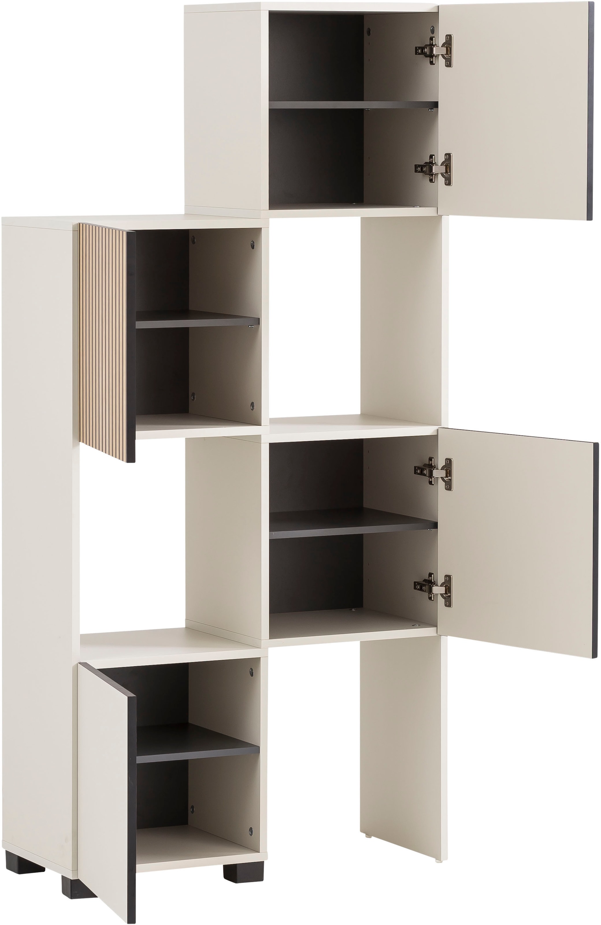 welltime Étagère coulissante »Alexa, Breite variabel von 40 bis 70 cm« Türfront mit Akustikprint, grifflose Öffnung