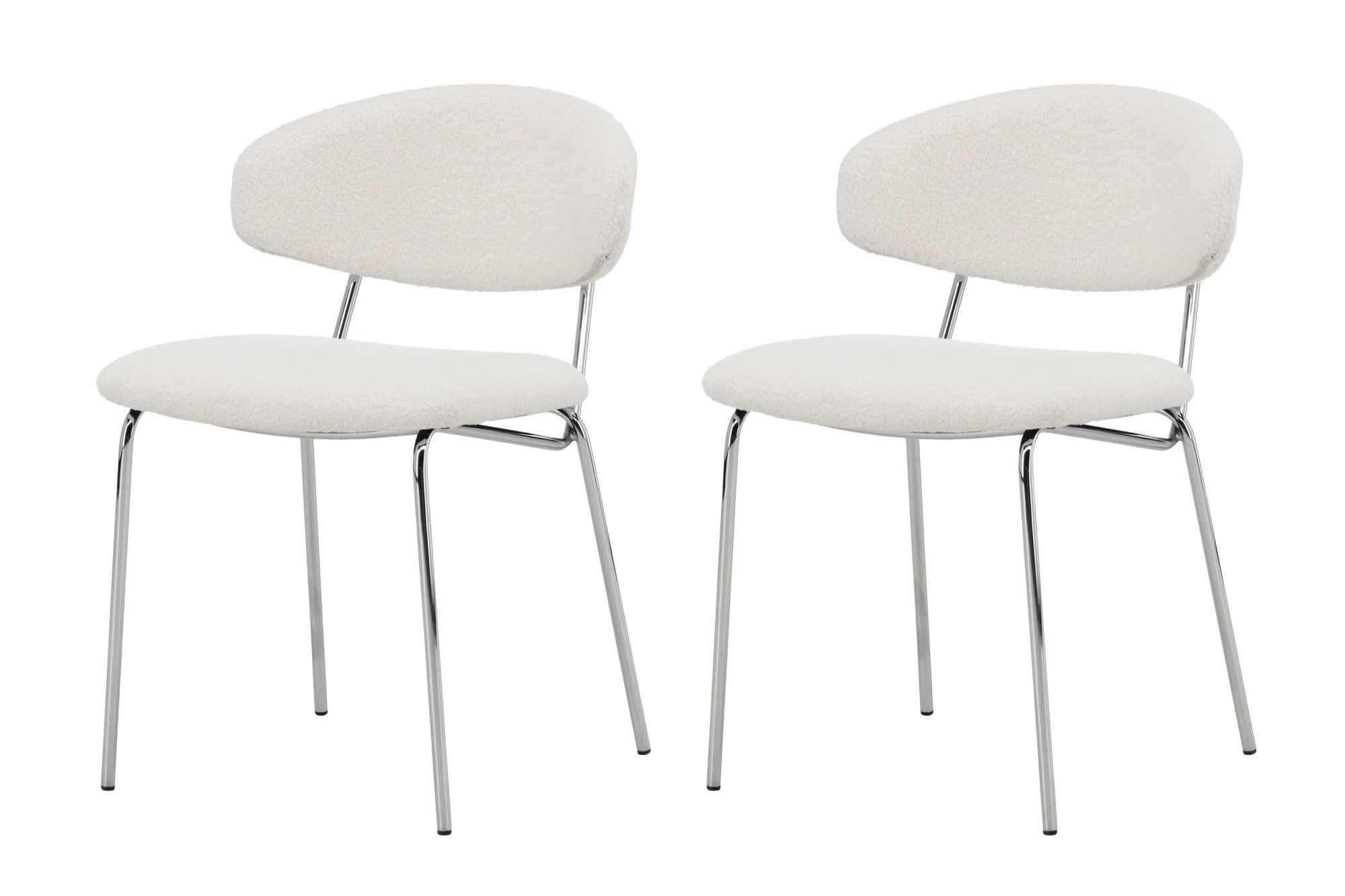 Venture Home Chaise de salle à manger »Chico, 2er-Set Esszimmerstühle in Bouclé, abgerundet, 150 kg belastbar« () chaise rembourrée, revêtement bouclé, pieds en acier, arrondi, moderne