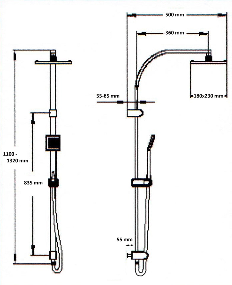 ADOB Duschsystem »Wellness« mit integrierter Thermostatarmatur