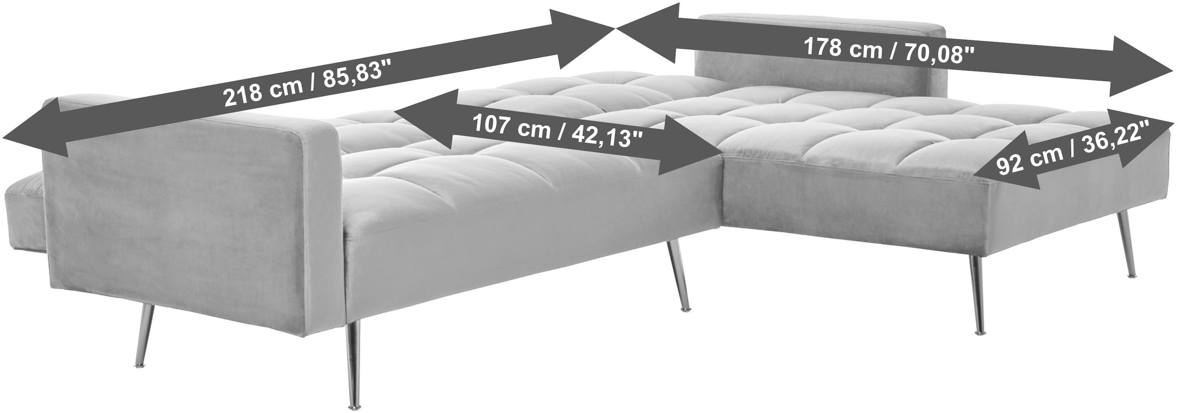 Jahnke Ecksofa »CHILLAX POSH CORNER« mit Schlaffunktion, wechselseitig montierbar, 244 x 150 cm