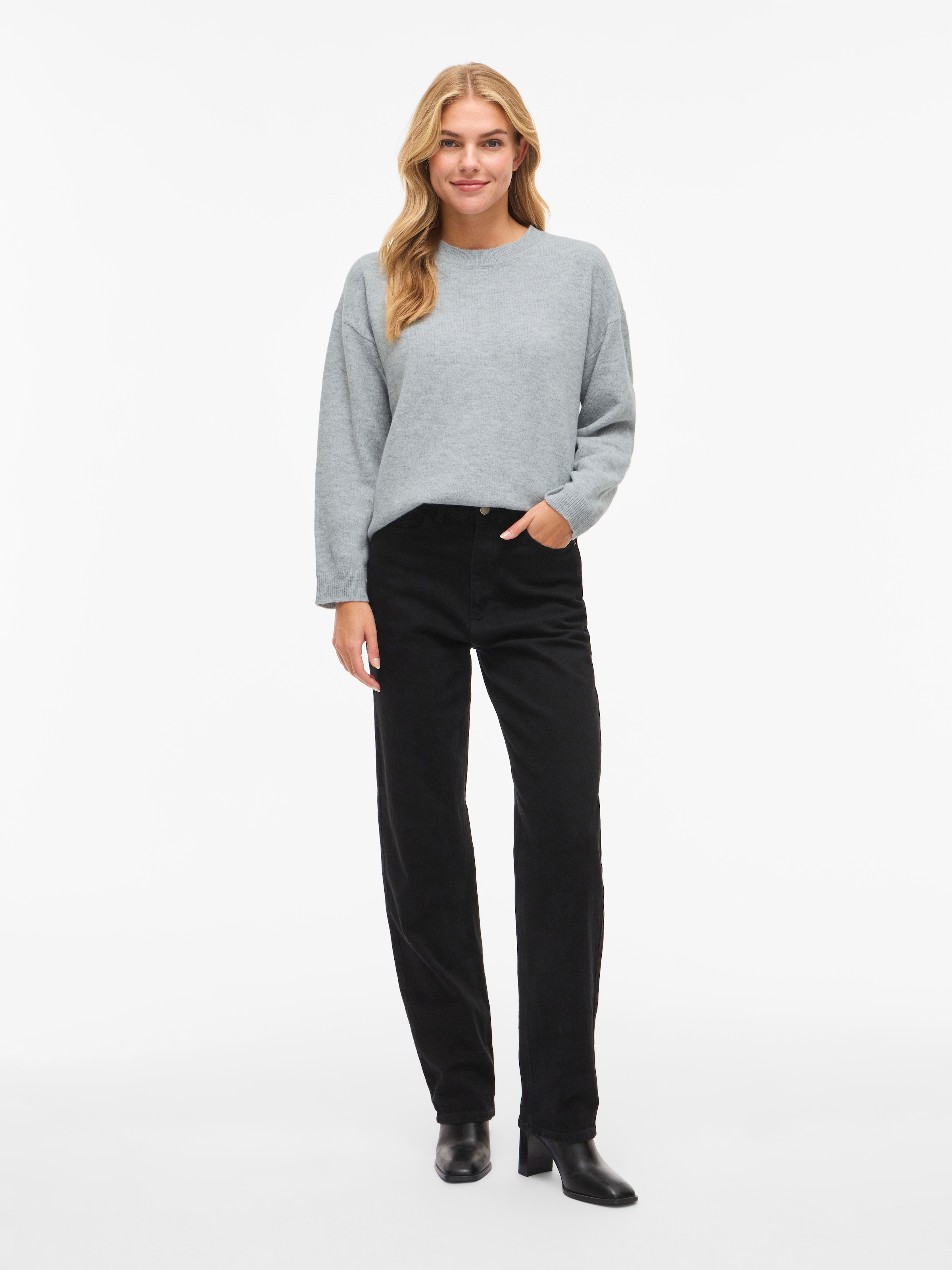 Vila Pull en tricot »VILIGA L/S O-NECK KNIT TOP - NOOS« Materialmix, relaxed fit