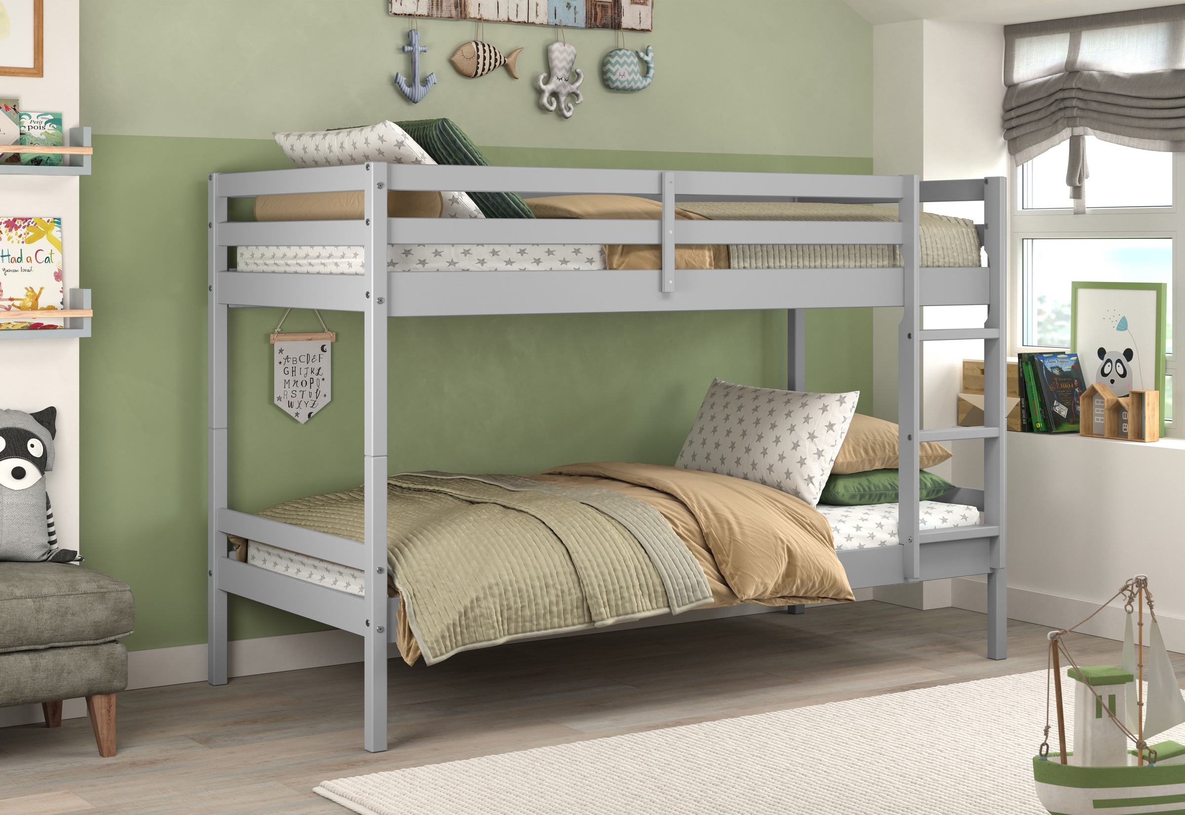 Lüttenhütt Etagenbett »Mora Bett Kinderbett Leiterbett Stockbett Holzbett Bestseller« 1 Stk. tlg. Teilbares Etagenbett aus Massivholz - (B/T/H): 100/208/140 cm Hochbett