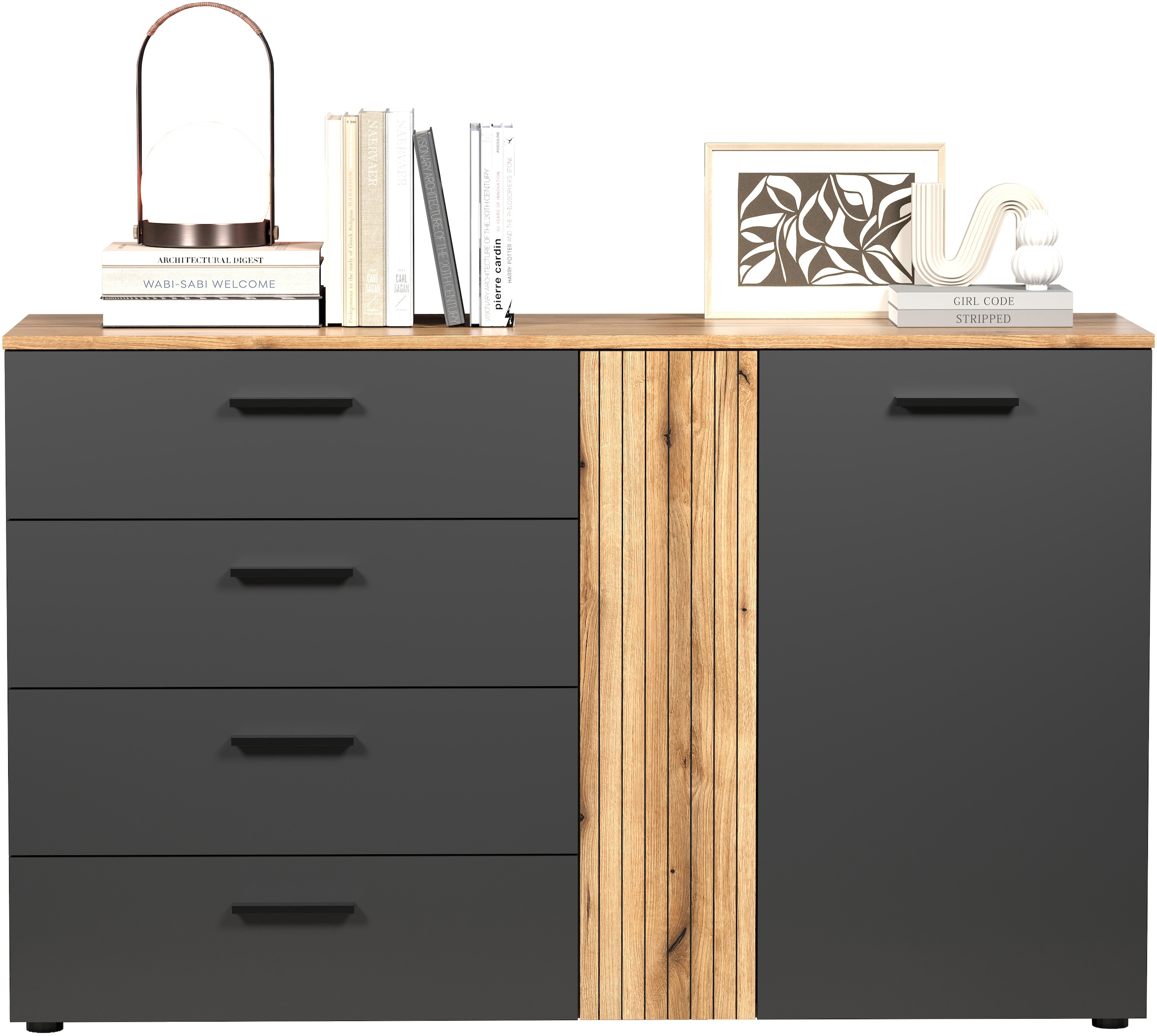 INOSIGN Commode »Estepona« 1 cuis tlg. Schubladenschrank in Rillenoptik mit Vollauszug-Funktion