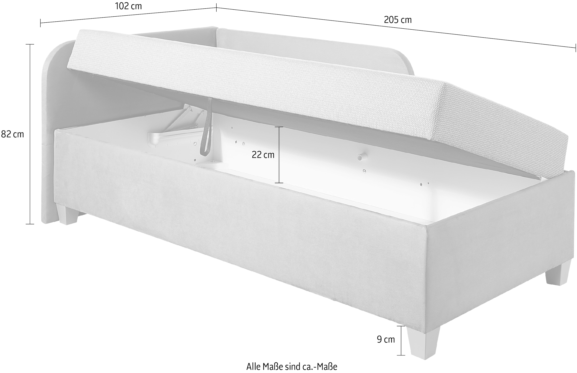Maintal Polsterliege »Aolana« mit Bettkasten, in 2 Breiten, Federkern- oder Bonellmatratze wählbar