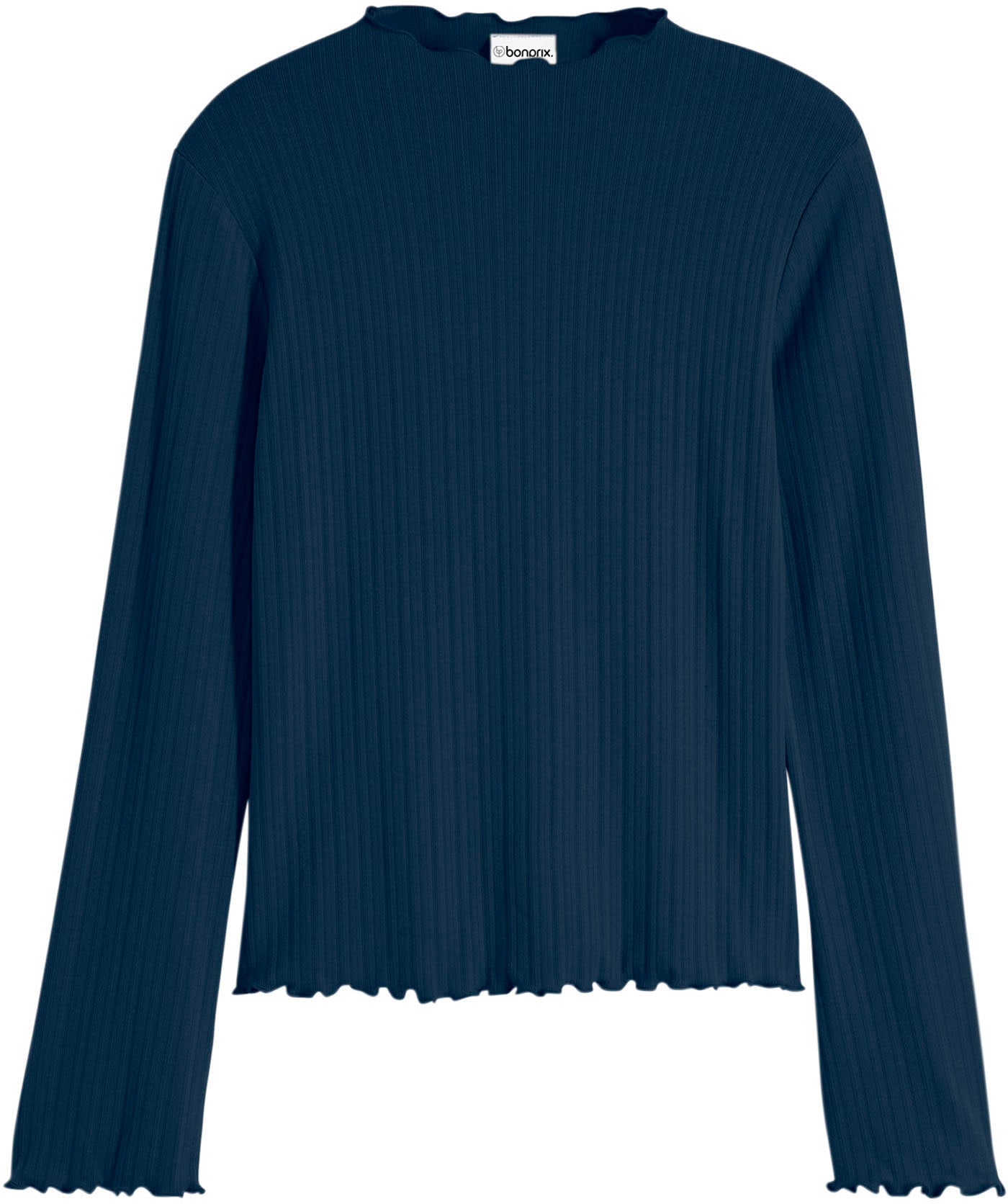 bonprix Langarmshirt »Geripptes Langarmshirt« schmale Passform, mit Trompetenärmeln, ohne Verschluss und Kragen
