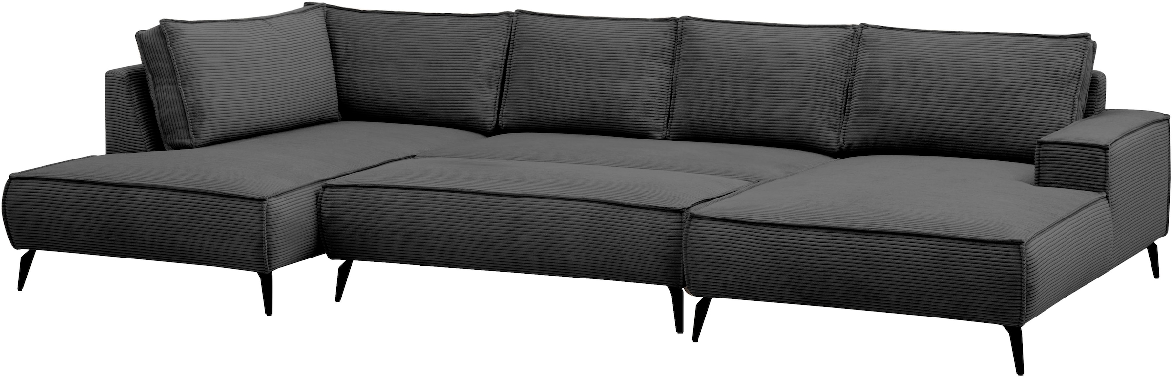 Home affaire Paysage de salon »mit Hocker, TVINNU, moderne U-Form in Cord oder Leinenoptik« Recamiere rechts/links, stellbar zum Schlafsofa (Krokodilverbinder)