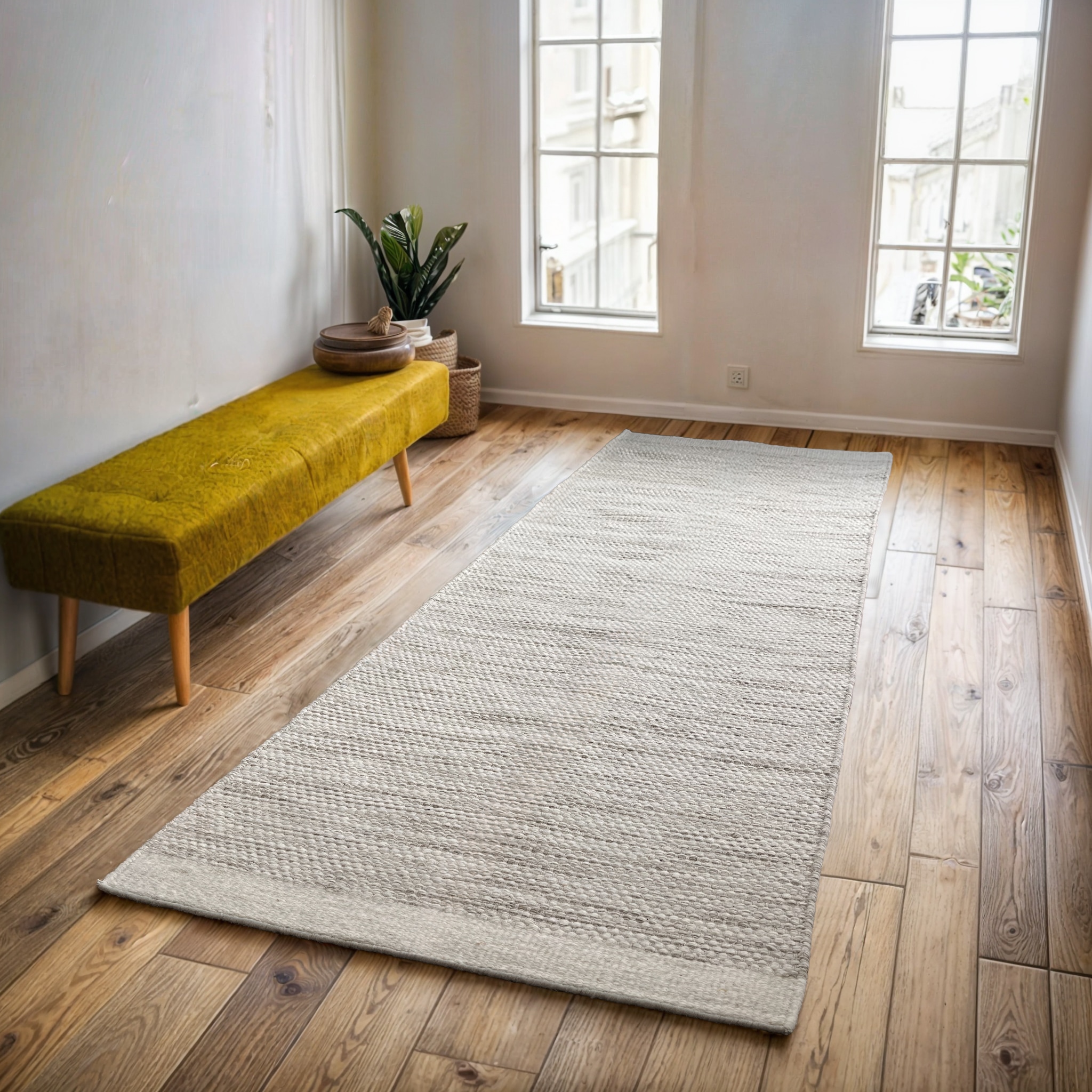 GOODproduct Bettumrandung »Woolscape« Höhe 10 mm Set, 3 Stk. tlg. Wendeteppich, handgewebte Qualität, meliert, reine Wolle, Wohnzimmer
