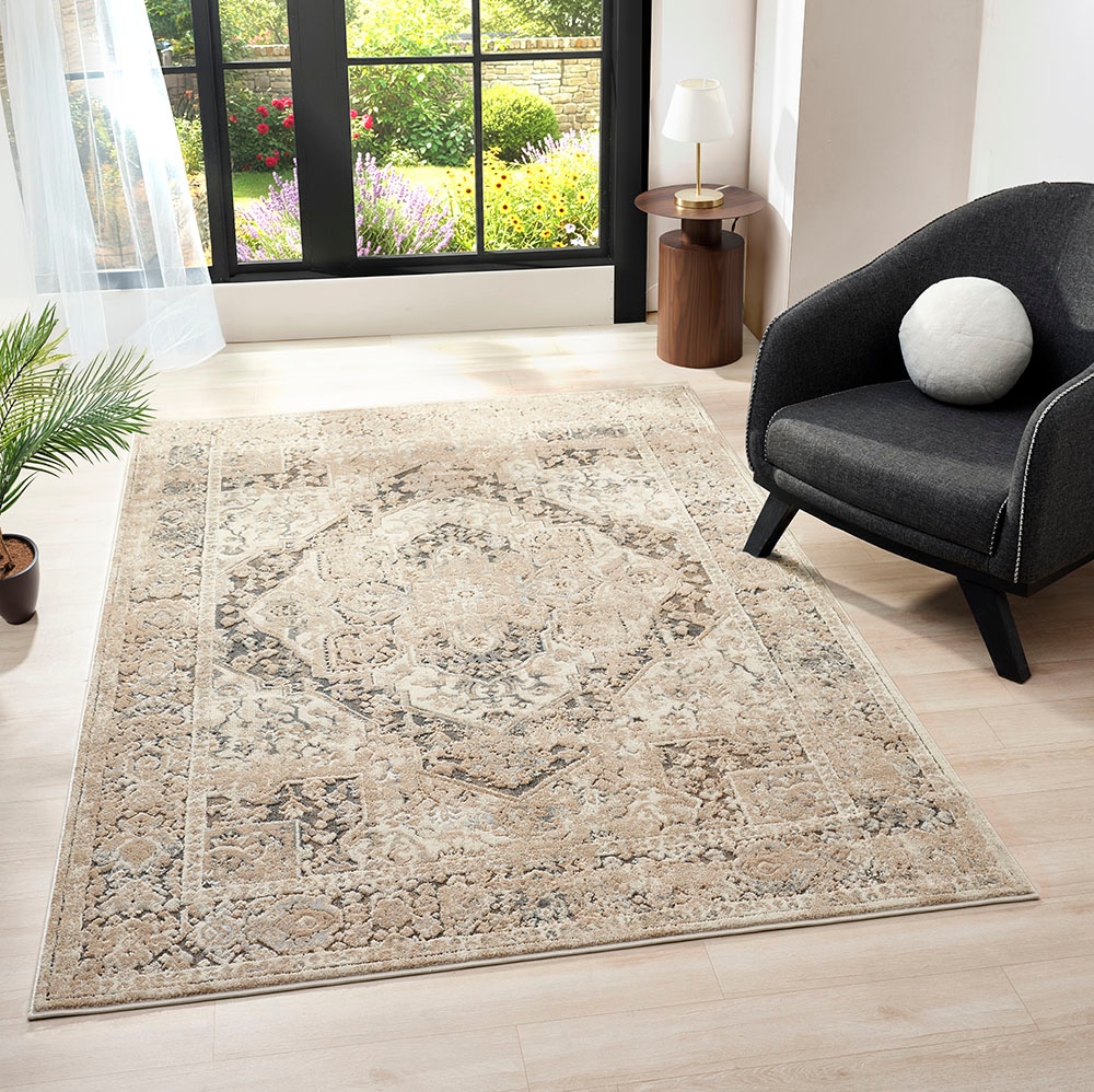 GOODproduct Tapis »Kylan, Hoch-Tief-Struktur, dezenter Glanz« Rectangulaire 9 mm Höhe Schrumpf-Garn-Effekt, im Vintage-Look, dichte Qualität, Wohnzimmer