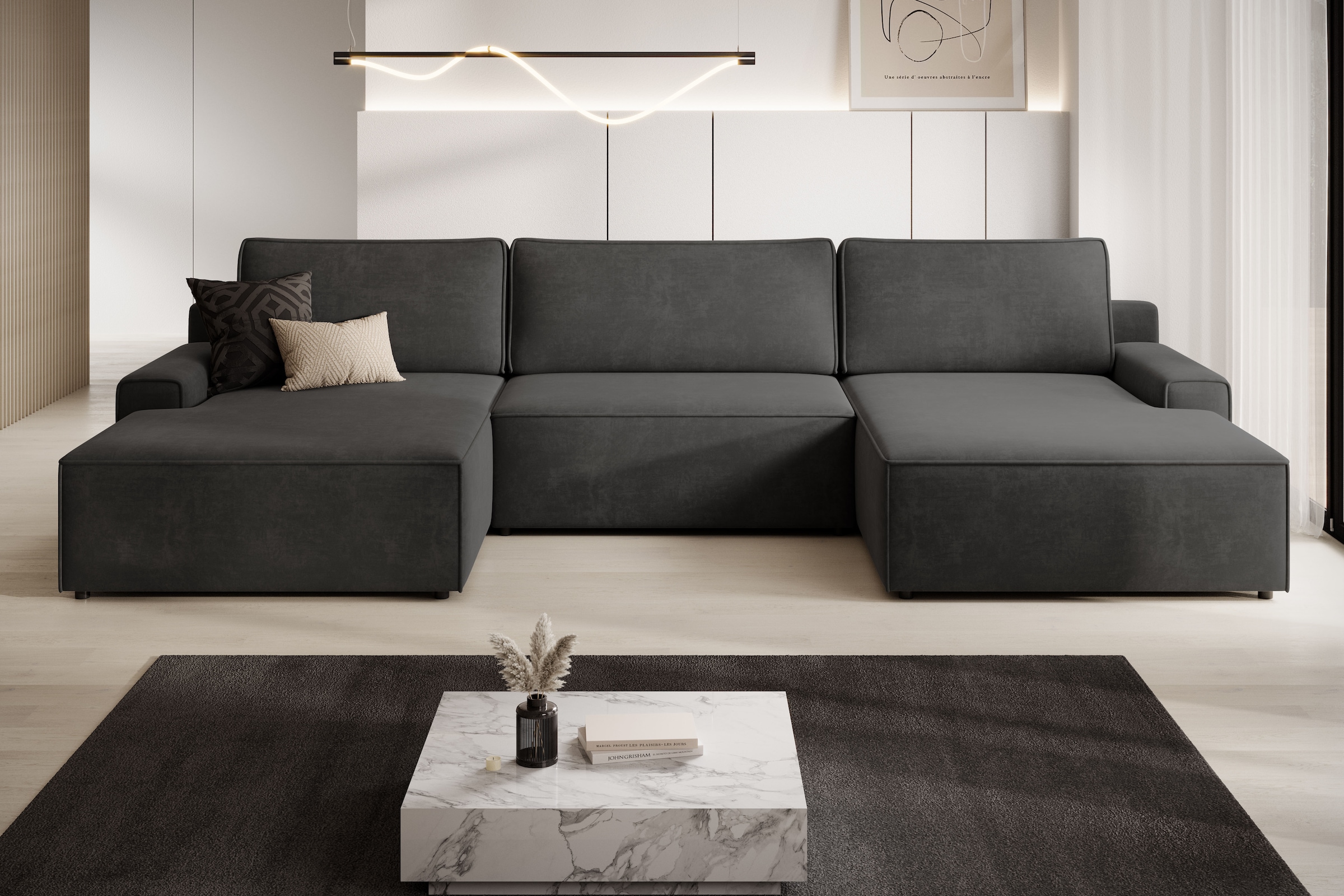 TRENDMANUFAKTUR Wohnlandschaft »Challenge, Schlafsofa mit Bettkasten, Couch in U-Form, Breite 333 cm« XXL Sofa mit Bettkasten & Schlaffunktion, auch in trendigem Cordstoff