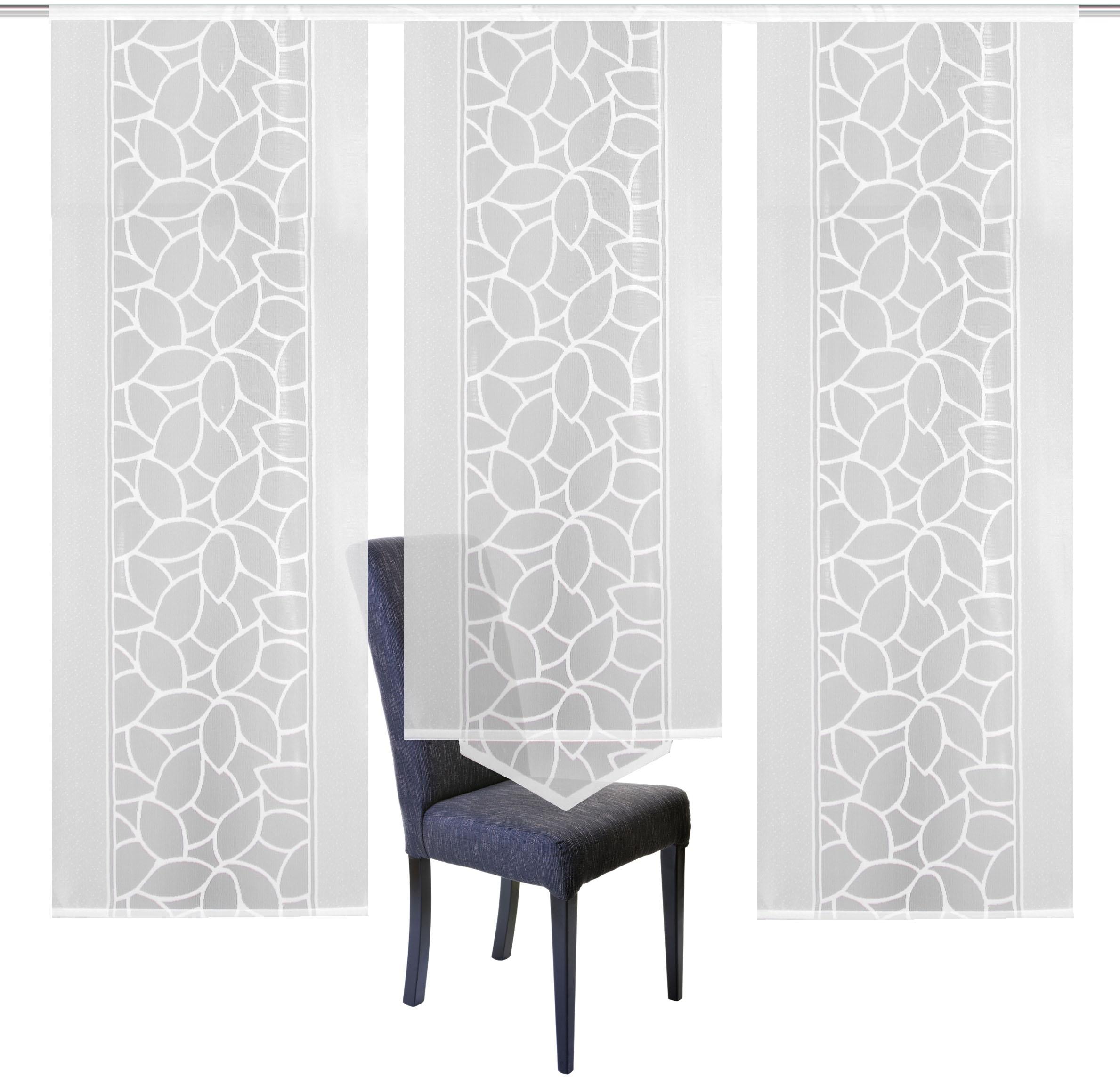 HOME WOHNIDEEN Schiebegardine »JENNA« Klettband 3 Stk. tlg. Schiebevorhang Jacquard Set