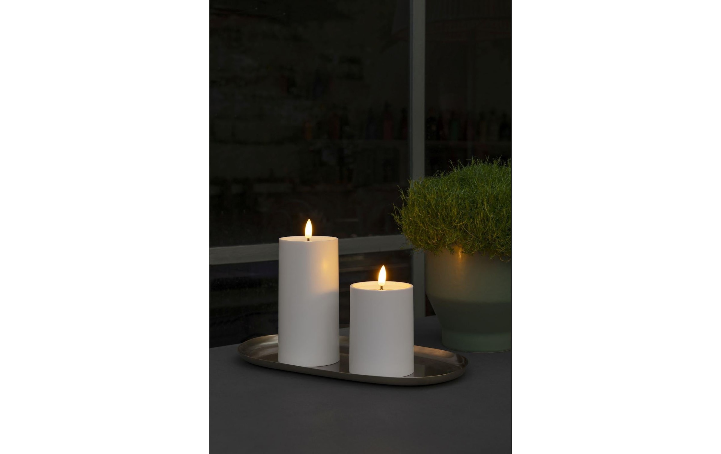 STT Bougie LED »Set 2 Stück 10 und 15 cm« Solar-Kerzen-Set für drinnen und draussen