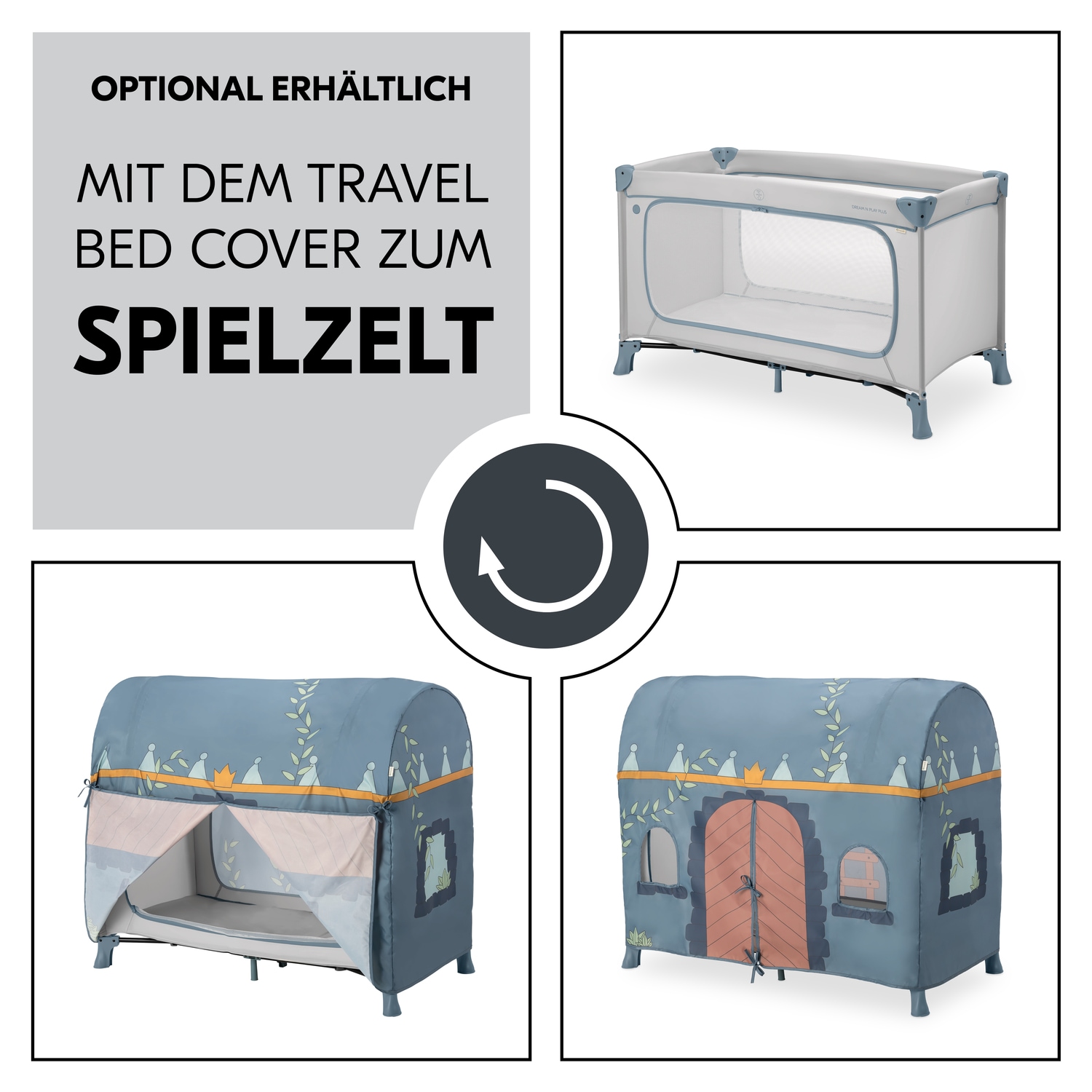 Hauck Baby-Reisebett »Dream N Play Plus, Dusty Blue« Vorderausstieg