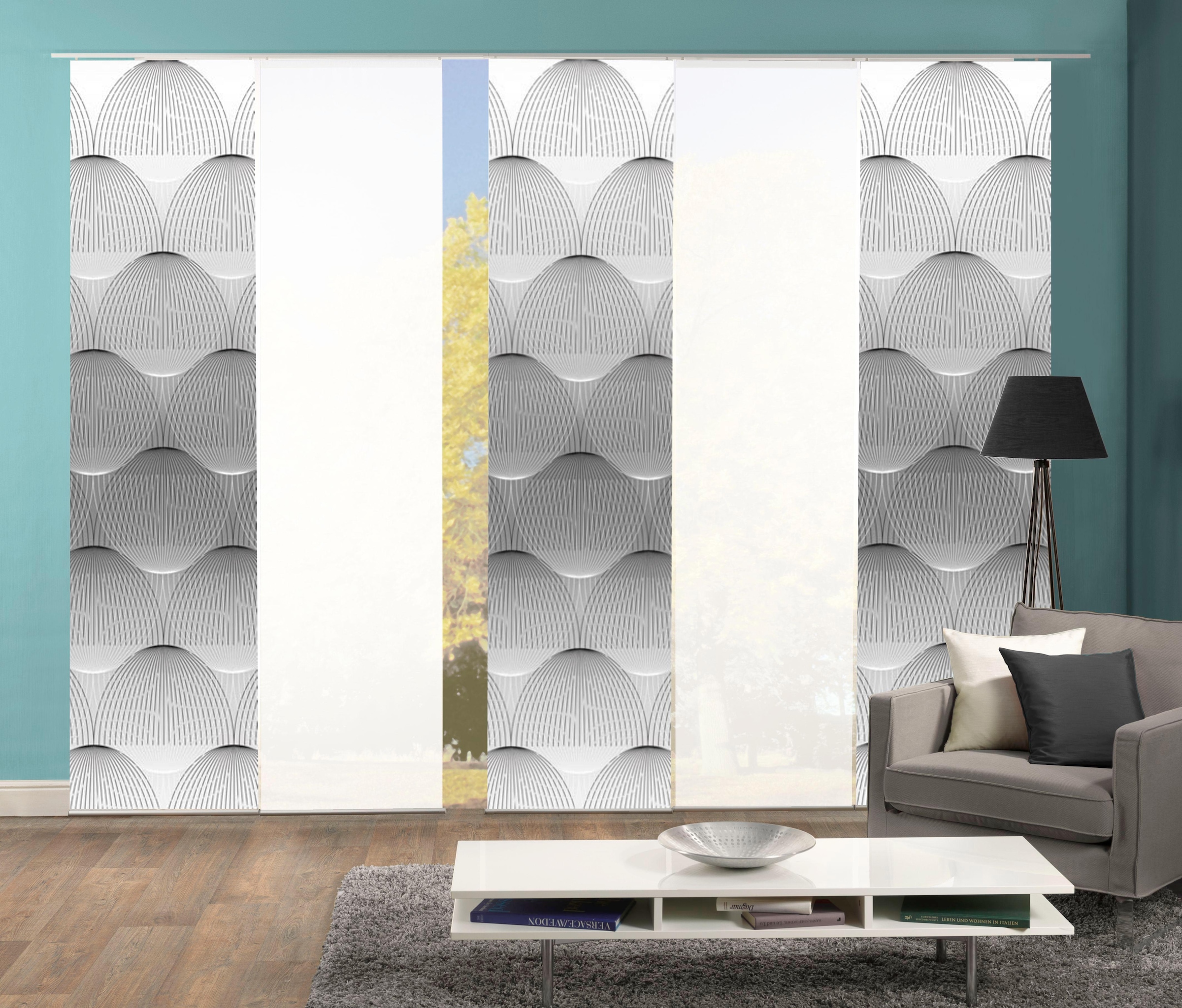 HOME WOHNIDEEN Rideau coulissant »BENARIS« Velcro 5 cuis tlg. HxL : 245x60, accessoires de fixation inclus