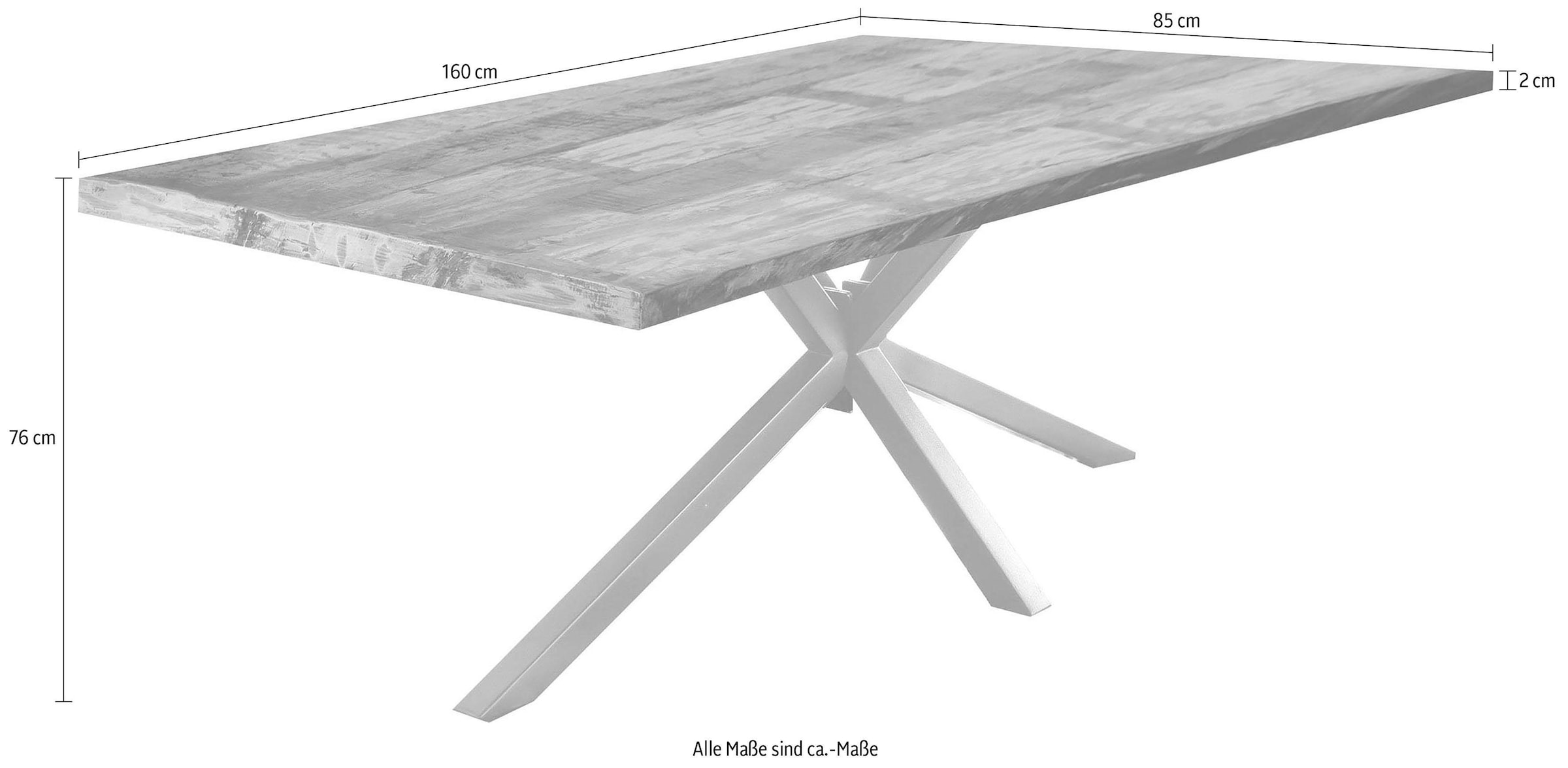 SIT Table de salle à manger »Riga Altholz Massivholz mit Stern-Gestell & Unikat-Charakter« bois ancien massif avec structure caractéristique en étoile