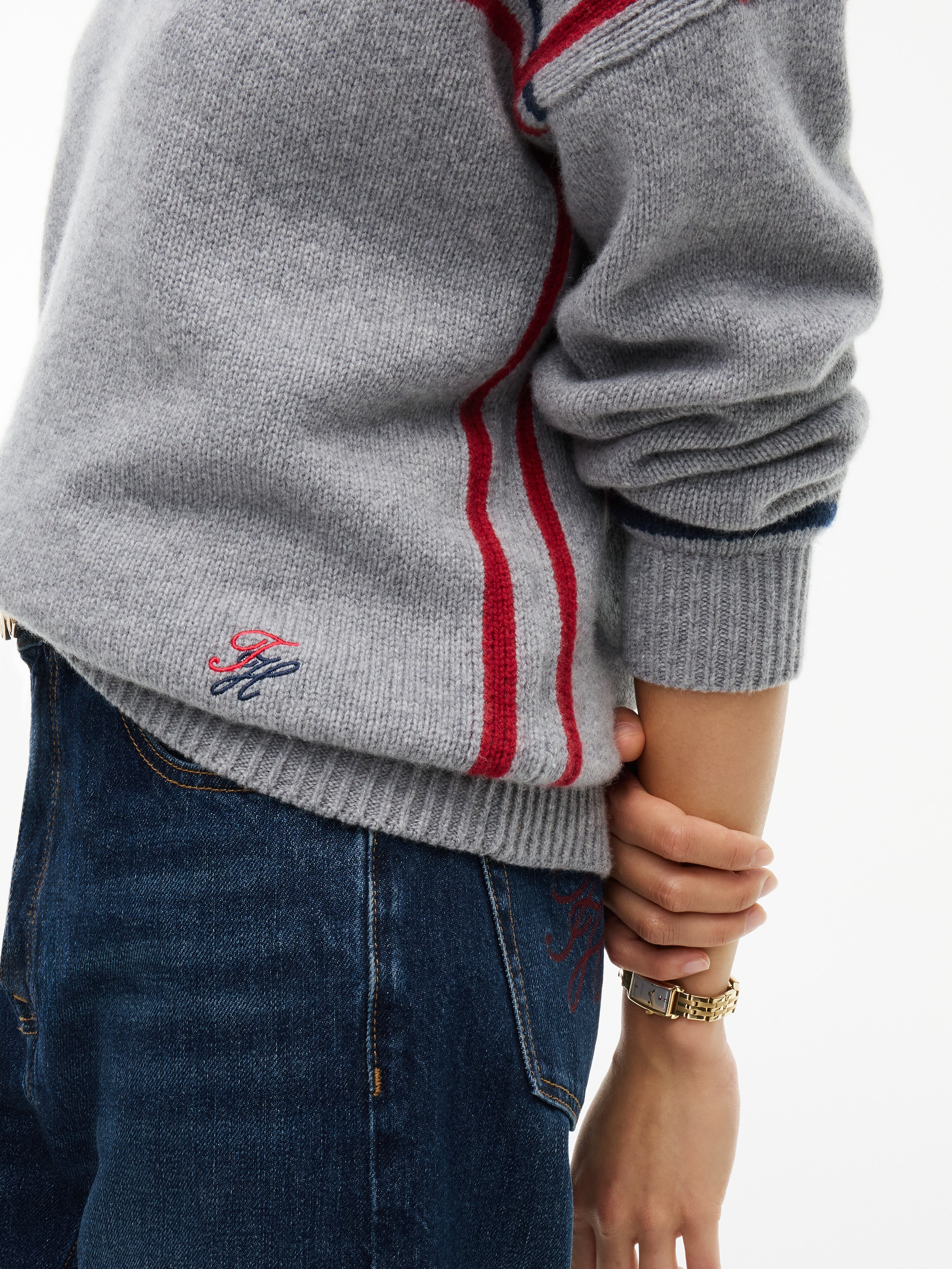 Tommy Hilfiger Pull en tricot »RWB POLO BOXY FIT SWT« aus reiner Wolle