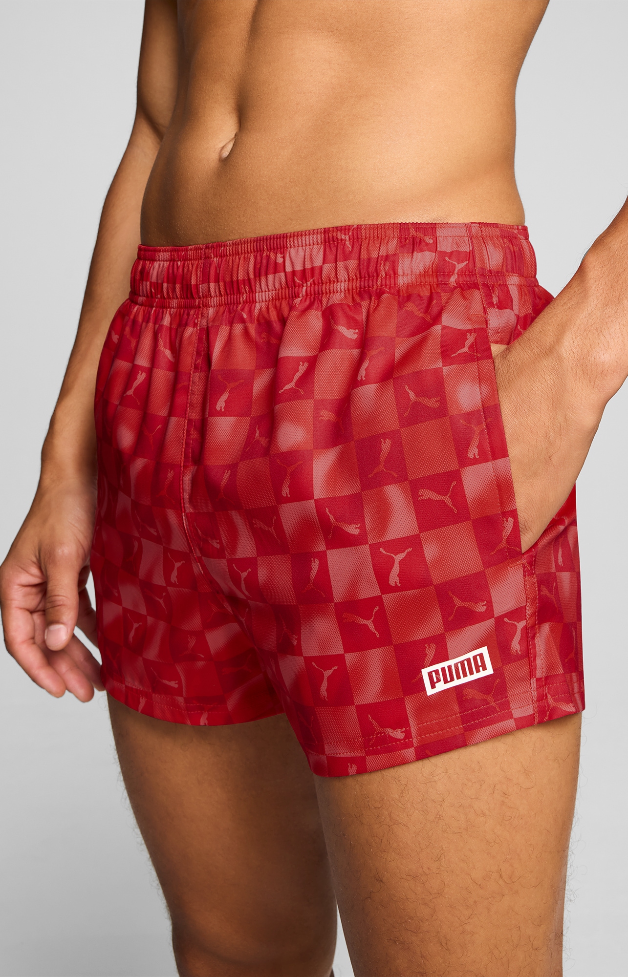 PUMA Badeshorts »PUMA SWIM MEN PRINTED CAT SHORT SHORTS« mit Gummizug und seitlichen Taschen