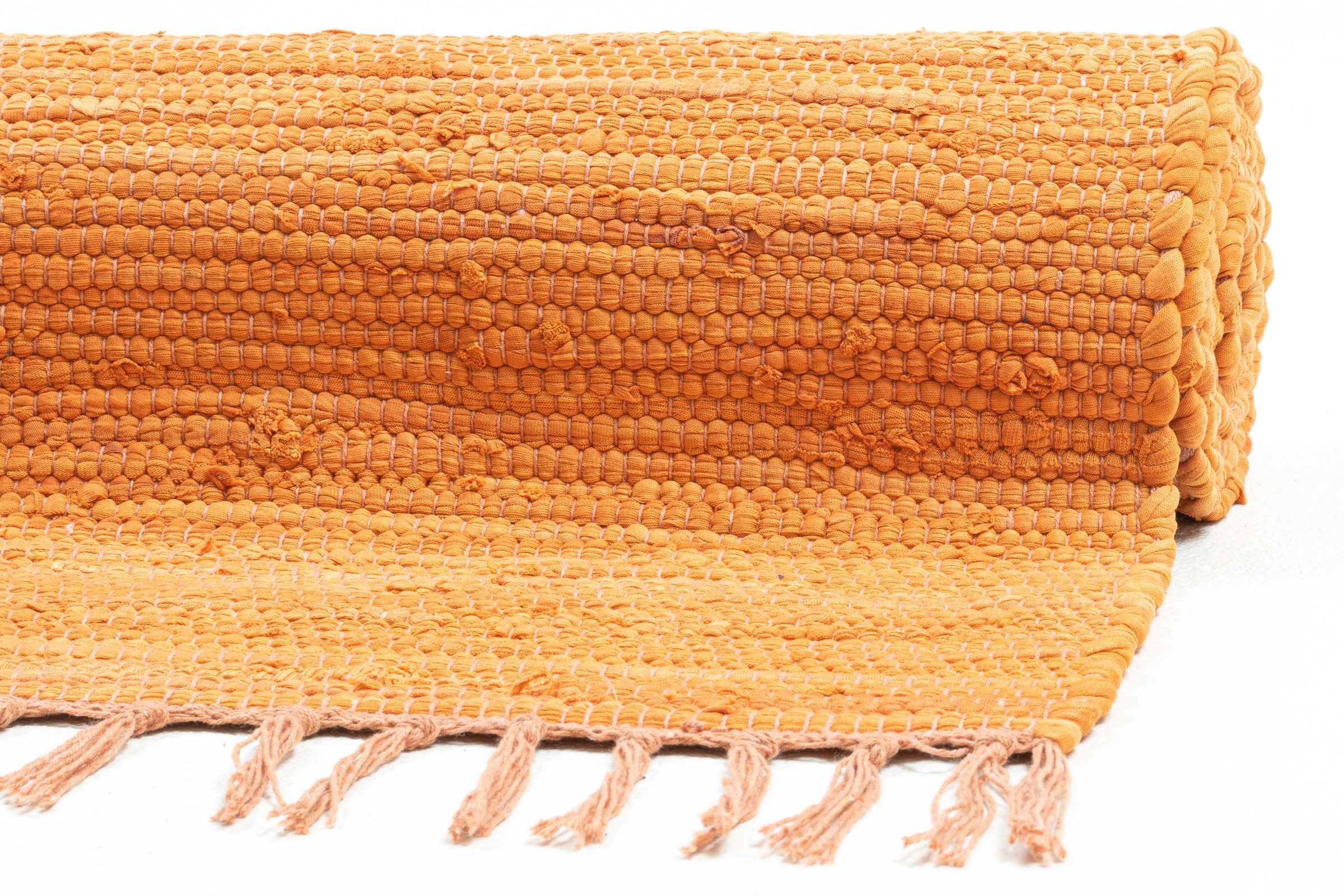 my home Teppich »Cadis« rechteckig 5 mm Höhe Wendeteppich, mit Fransen, Uni Farben, handgewebt, reine Baumwolle