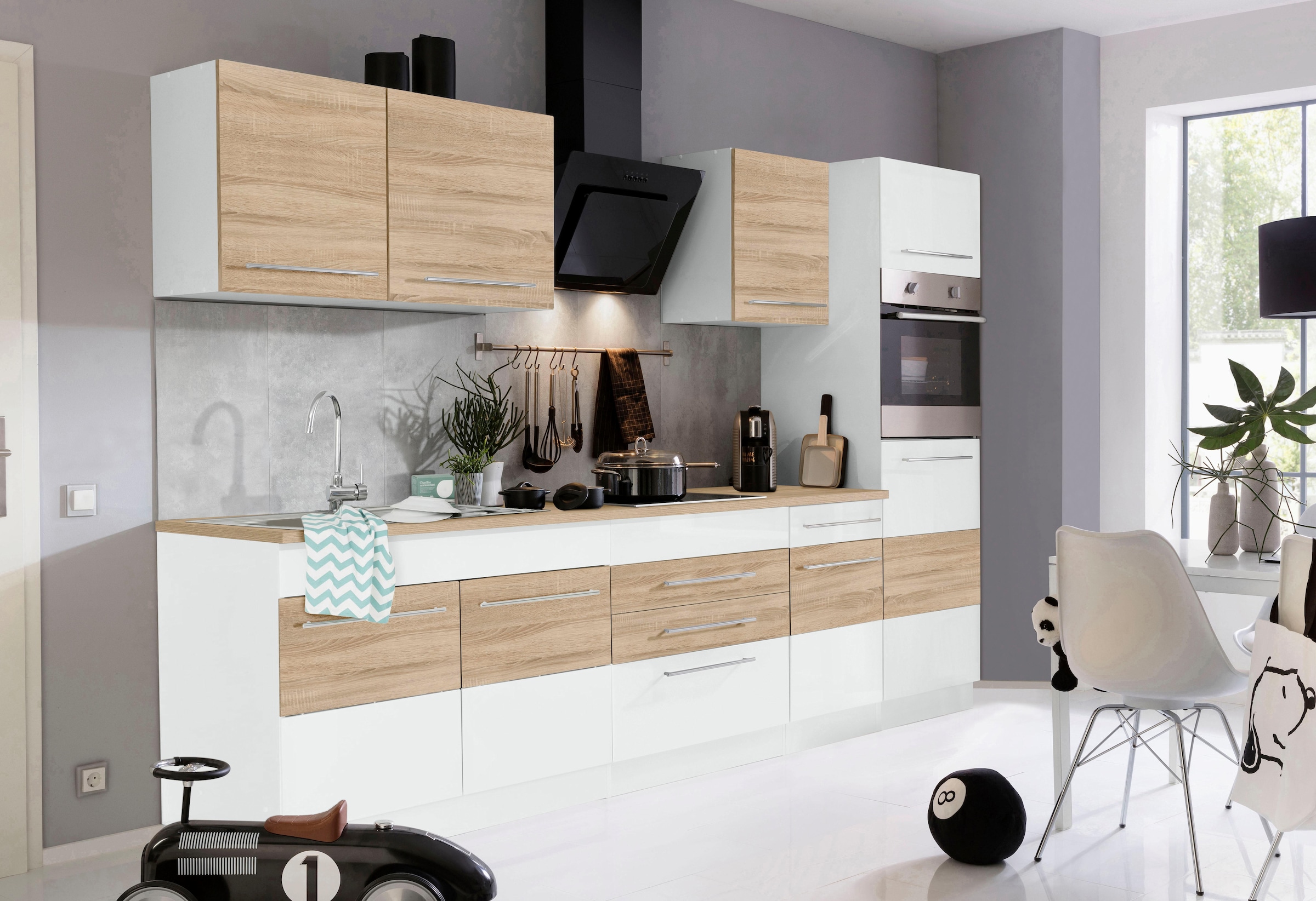 KOCHSTATION Kitchenette »KS-Trient« largeur 290 cm, avec ou sans appareils électriques, avec plan de travail