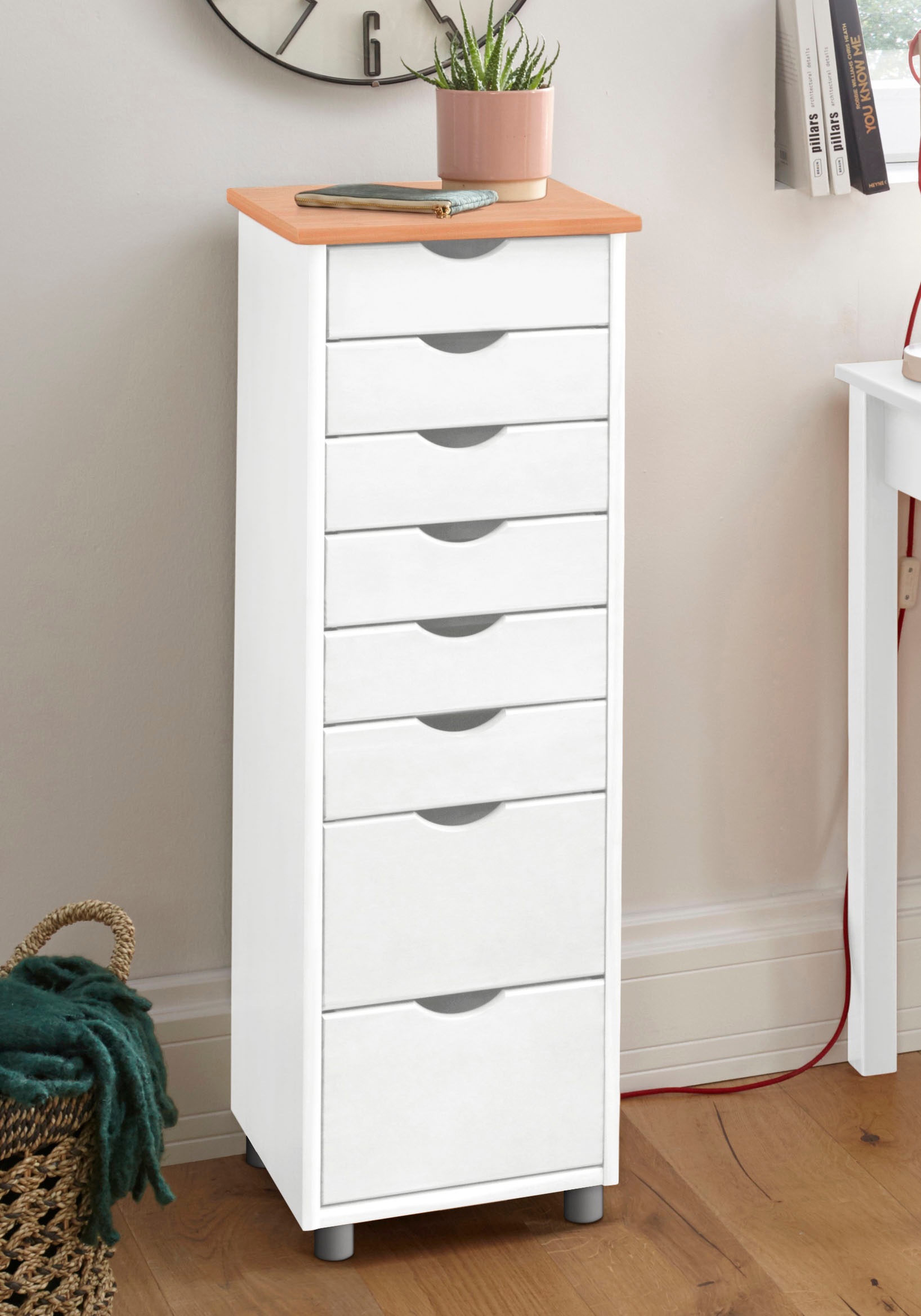 GOODproduct Commode »Gava« massives Kiefernholz, mit vielen Stauraummöglichkeiten, Breite 34 cm