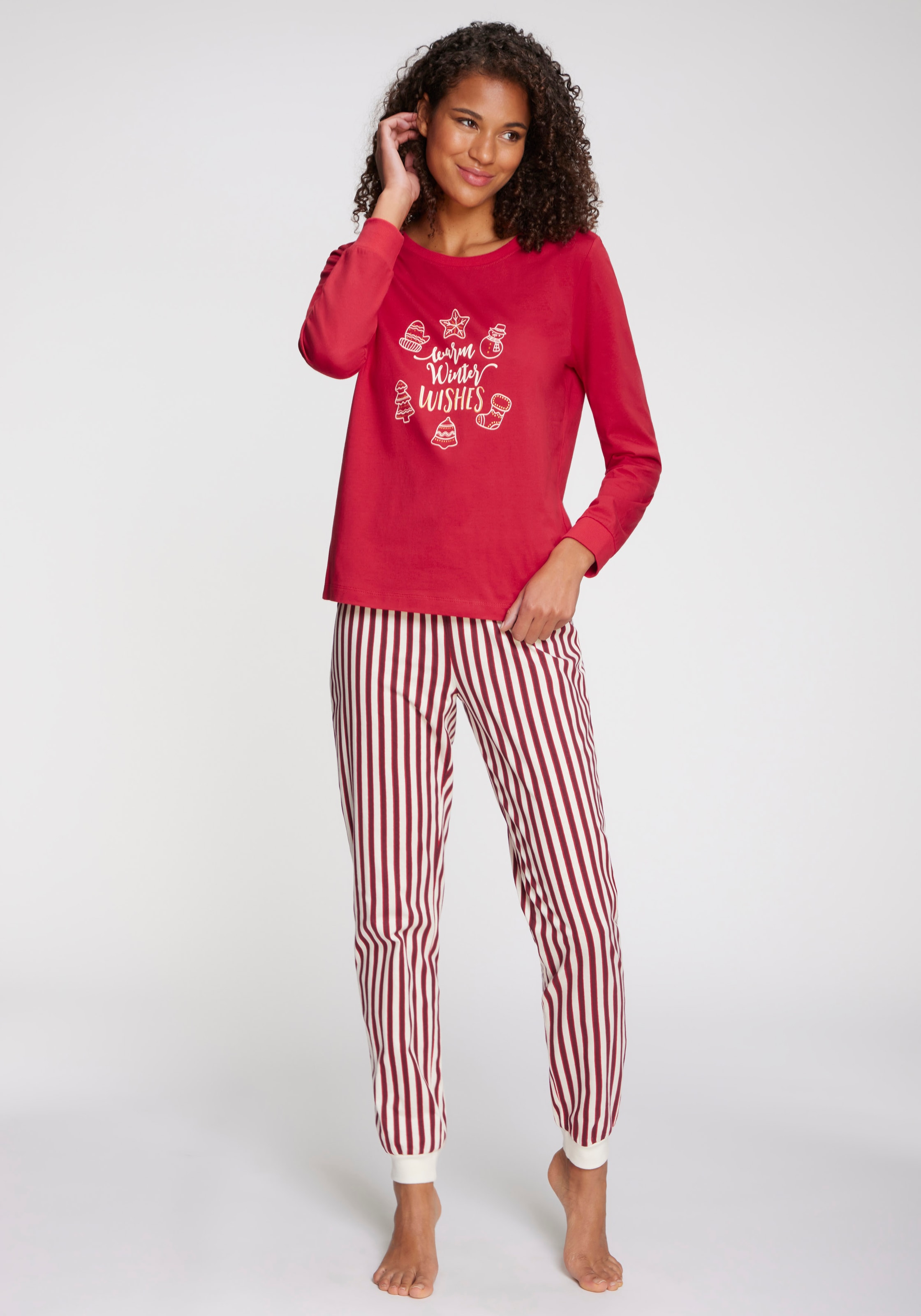 LASCANA Pyjama Set, 2 pièces Mit Weihnachtlichem Muster