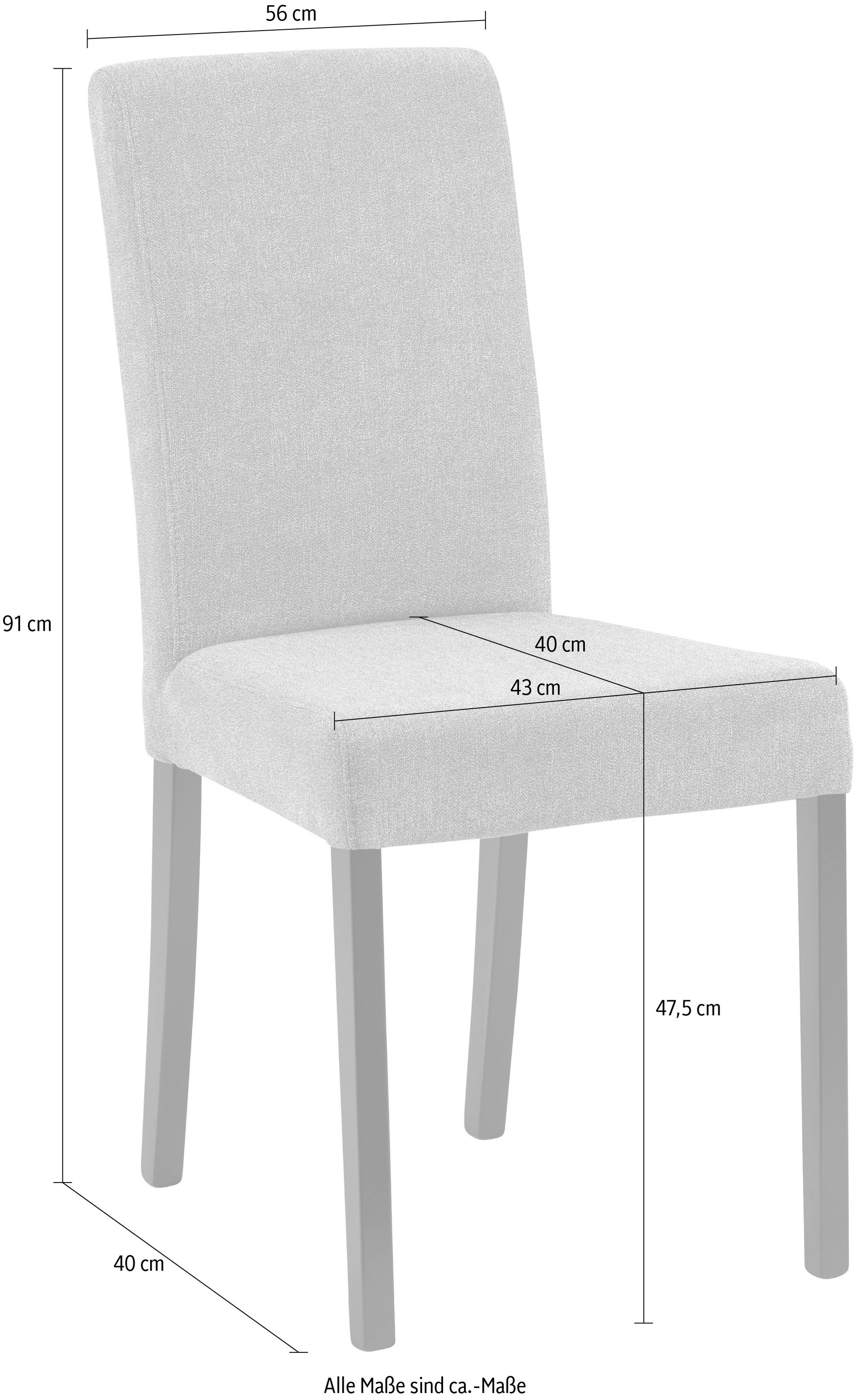 massivline&more Chaise à 4 pieds »Martina 100« (Ensemble) 2 cuisstructure en bois massif de hêtre laqué noir mat